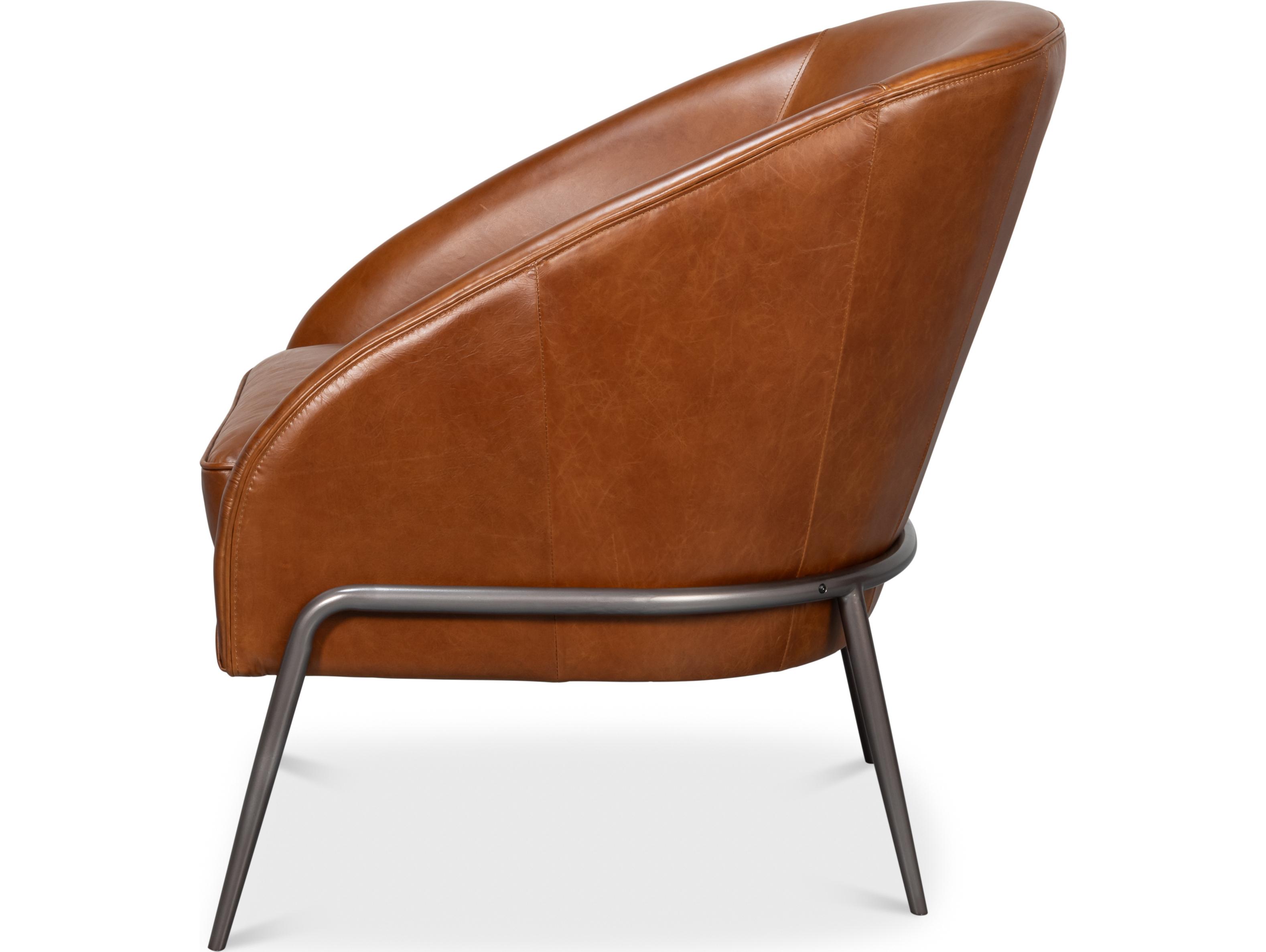 Sarreid Ltd Simmons Leather Chair Havana Brown