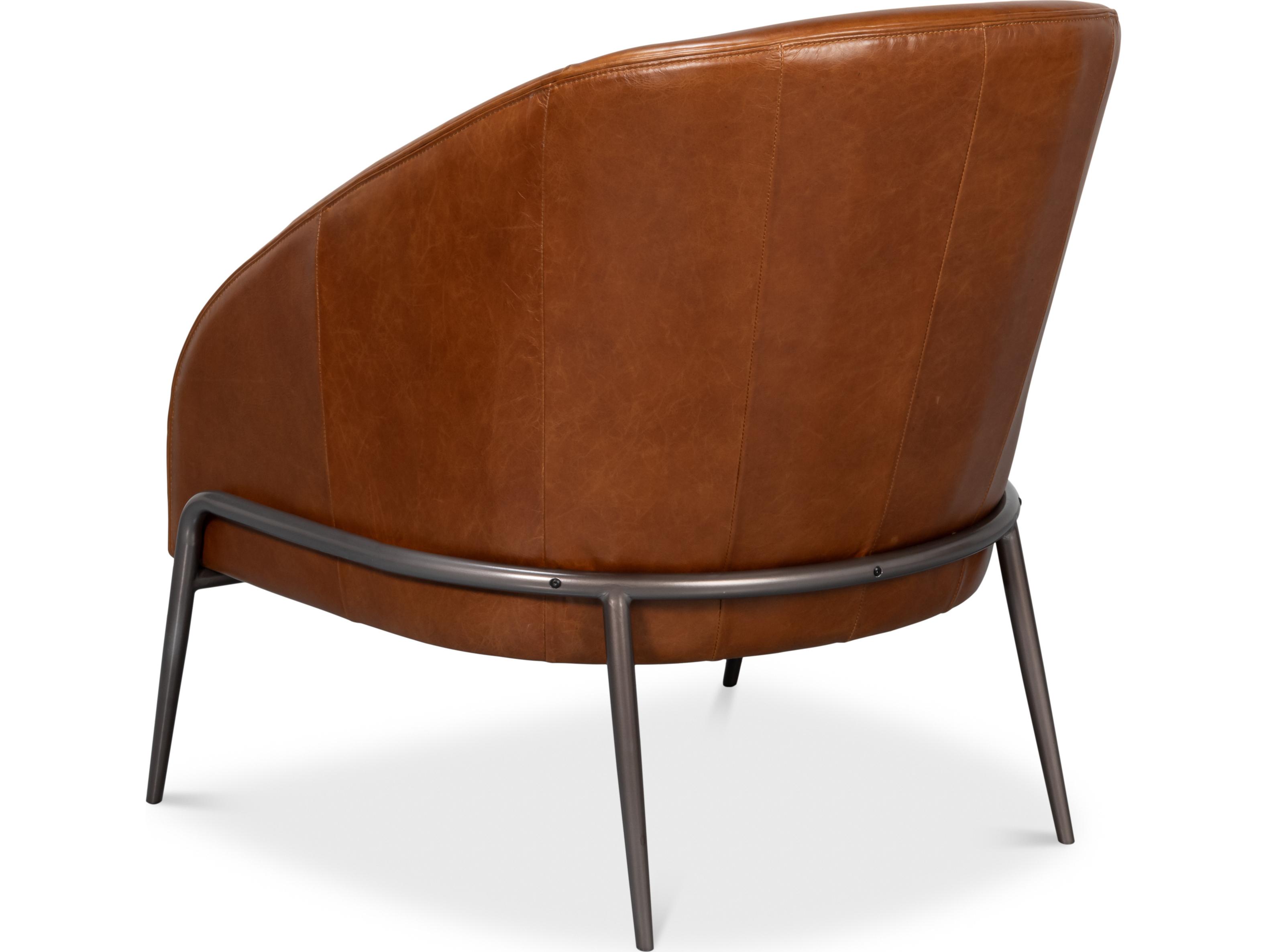 Sarreid Ltd Simmons Leather Chair Havana Brown