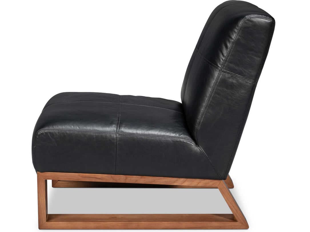 Sarreid Ltd Wylam Black Leather Accent Chair