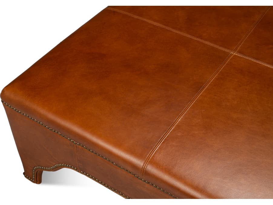 Sarreid Ltd Streetman Brown Leather Ottoman