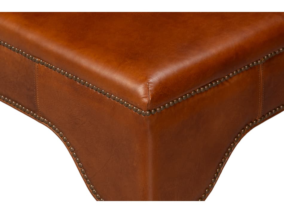 Sarreid Ltd Streetman Brown Leather Ottoman