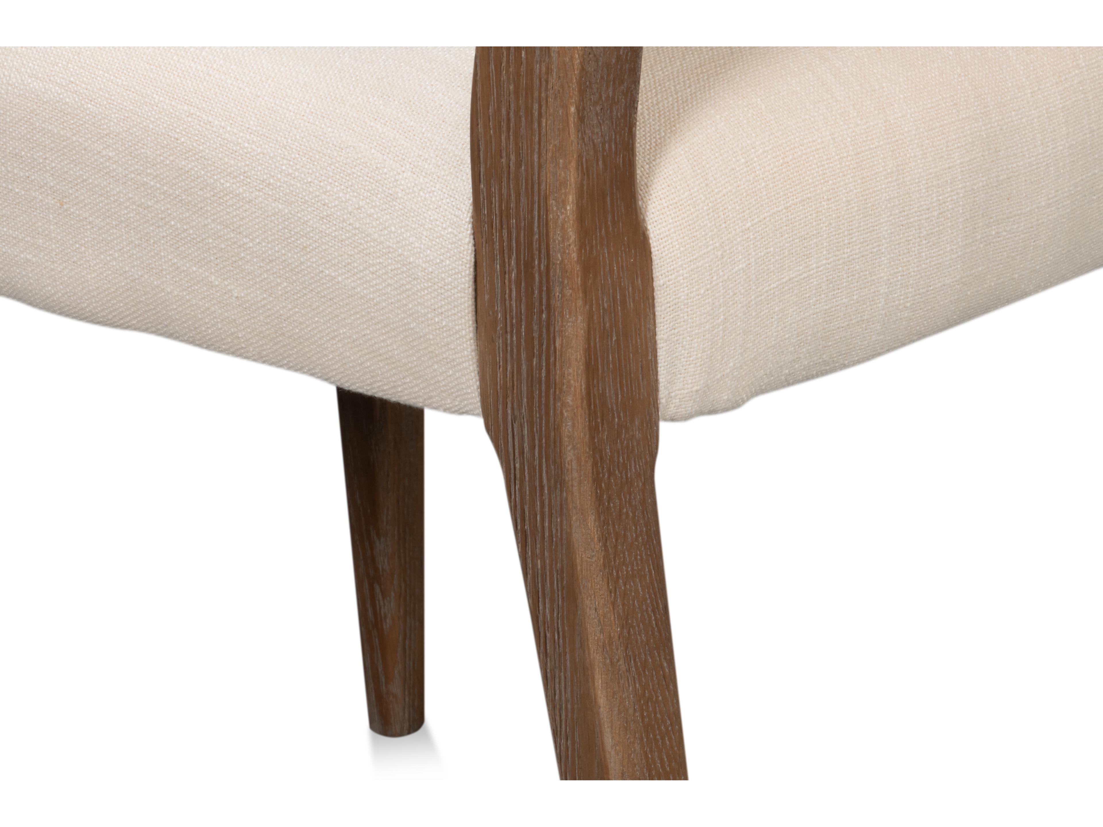 Sarreid Ltd Bauhaus Oak Wood Beige Upholstered Armless Dining Chair