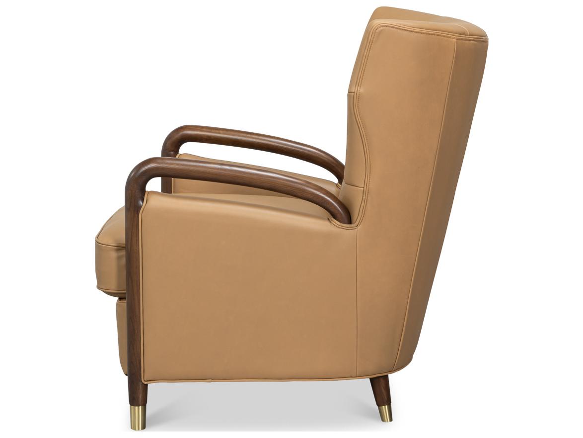 Sarreid Ltd Alastair Brown Leather Accent Chair