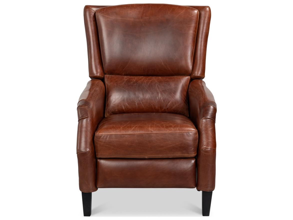 Sarreid Ltd Ashford Brown Leather Recliner