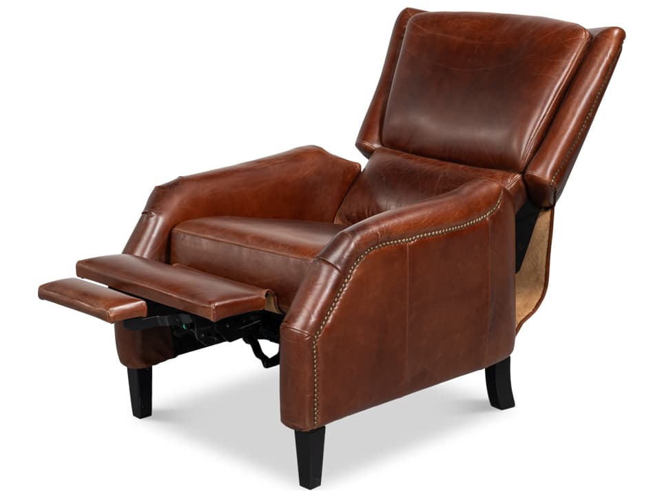 Sarreid Ltd Ashford Brown Leather Recliner
