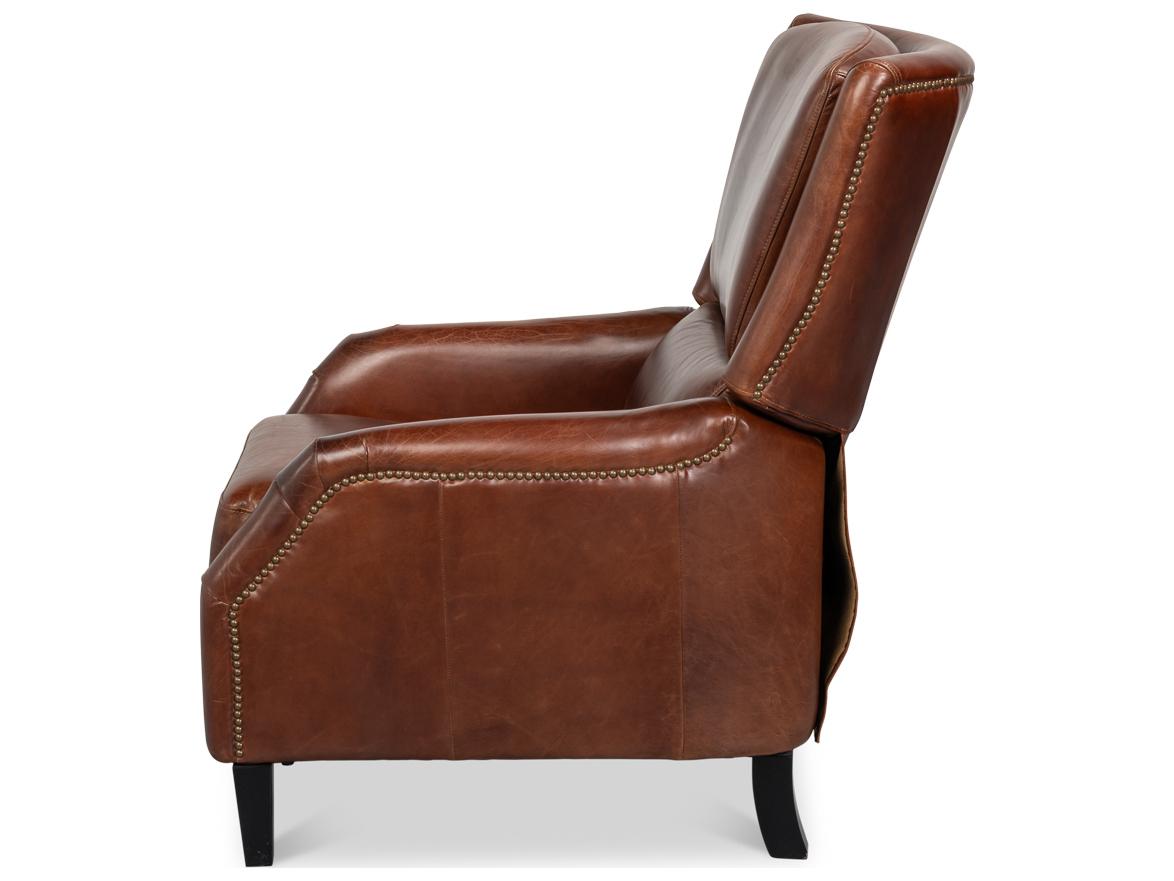 Sarreid Ltd Ashford Brown Leather Recliner