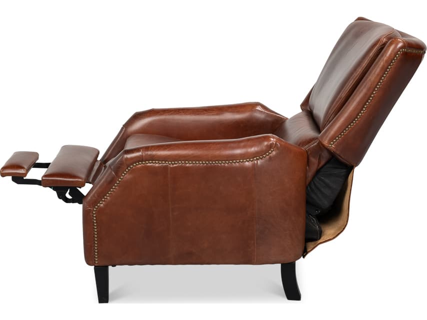 Sarreid Ltd Ashford Brown Leather Recliner