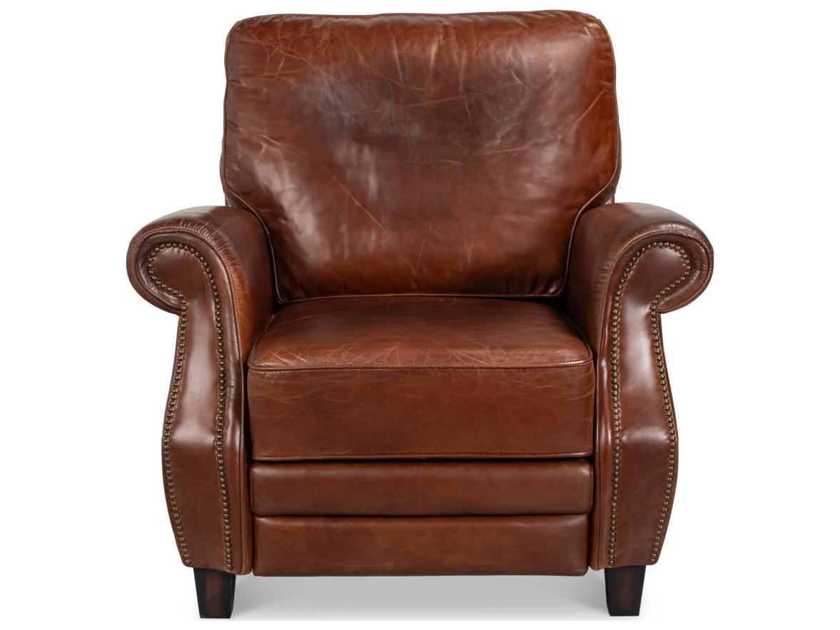Sarreid Ltd Roosevelt Brown Leather Recliner