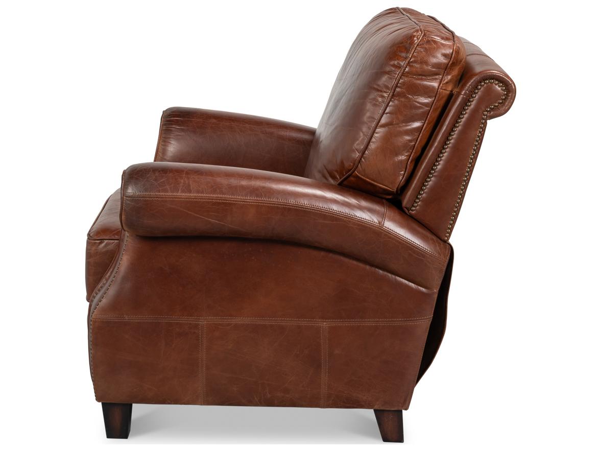 Sarreid Ltd Roosevelt Brown Leather Recliner