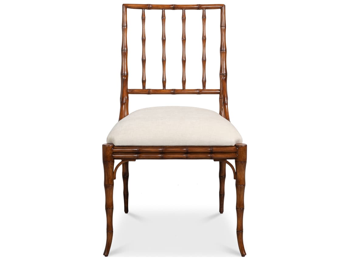 Sarreid Ltd Elora Ash Wood Brown Upholstered Armless Dining Chair