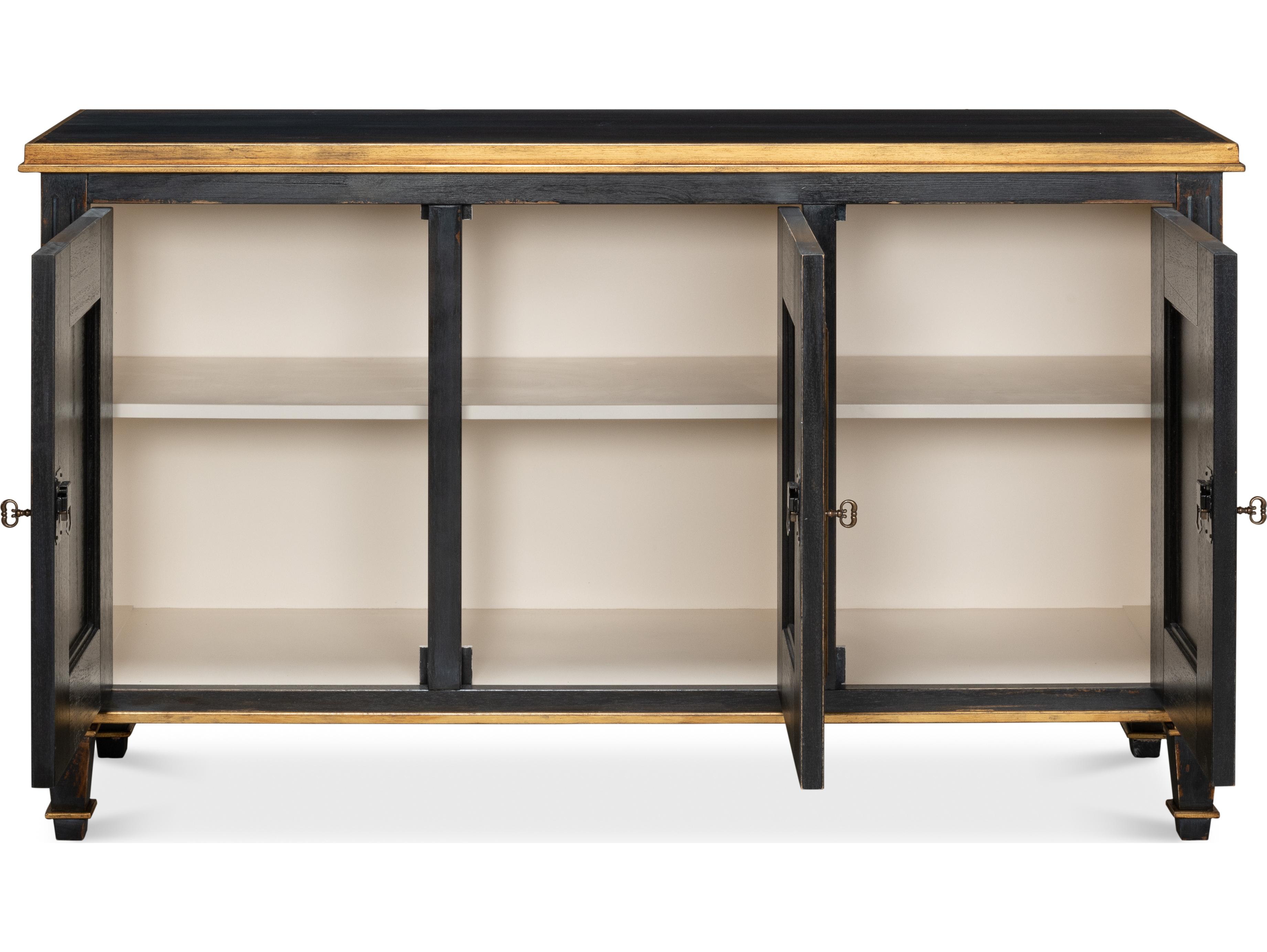 Sarreid Ltd Louis XVI Buffet Powder Black with Gold