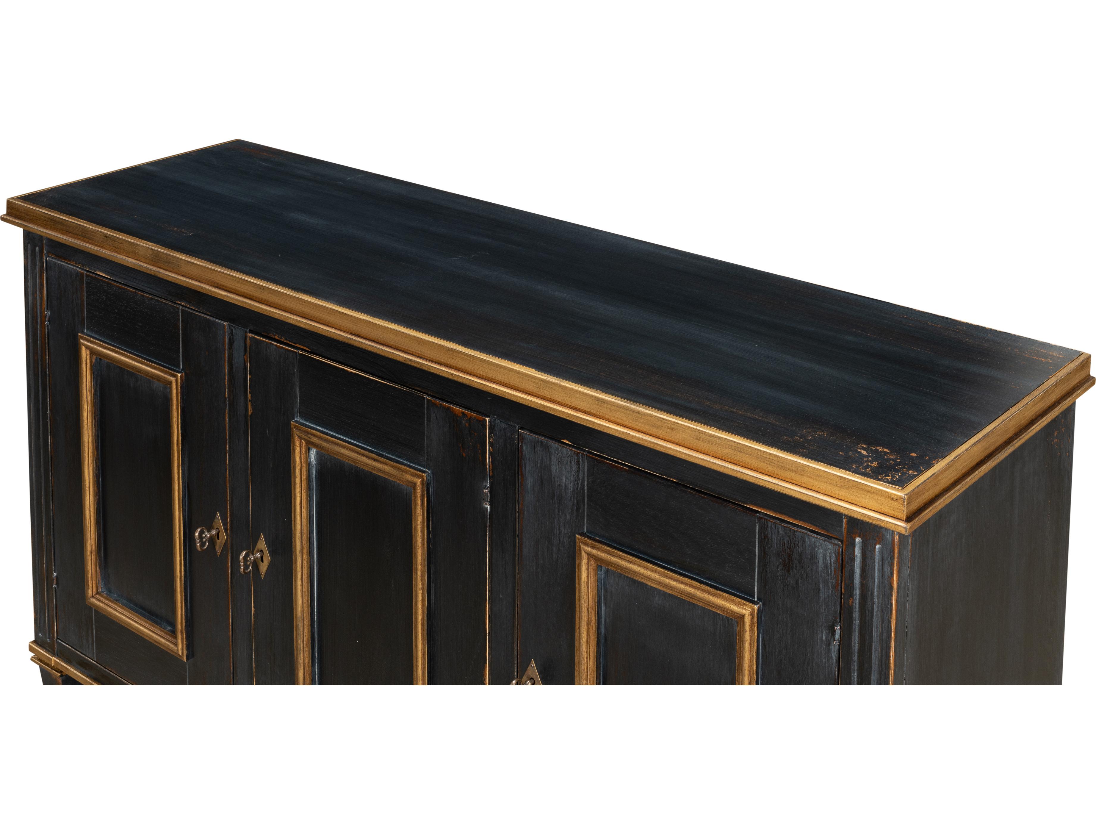 Sarreid Ltd Louis XVI Buffet Powder Black with Gold