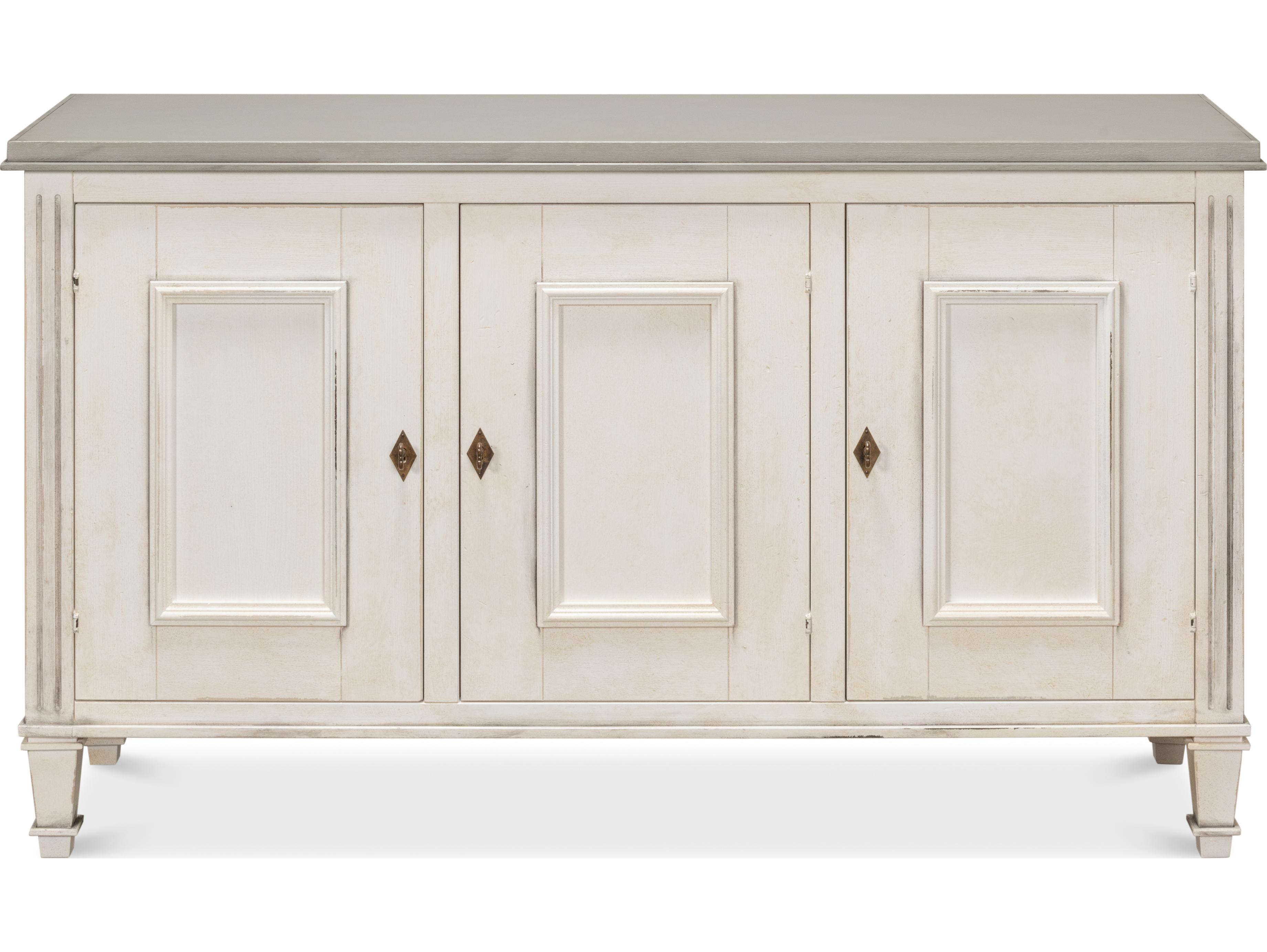 Sarreid Ltd Louis XVI Buffet White White Grey Quartz