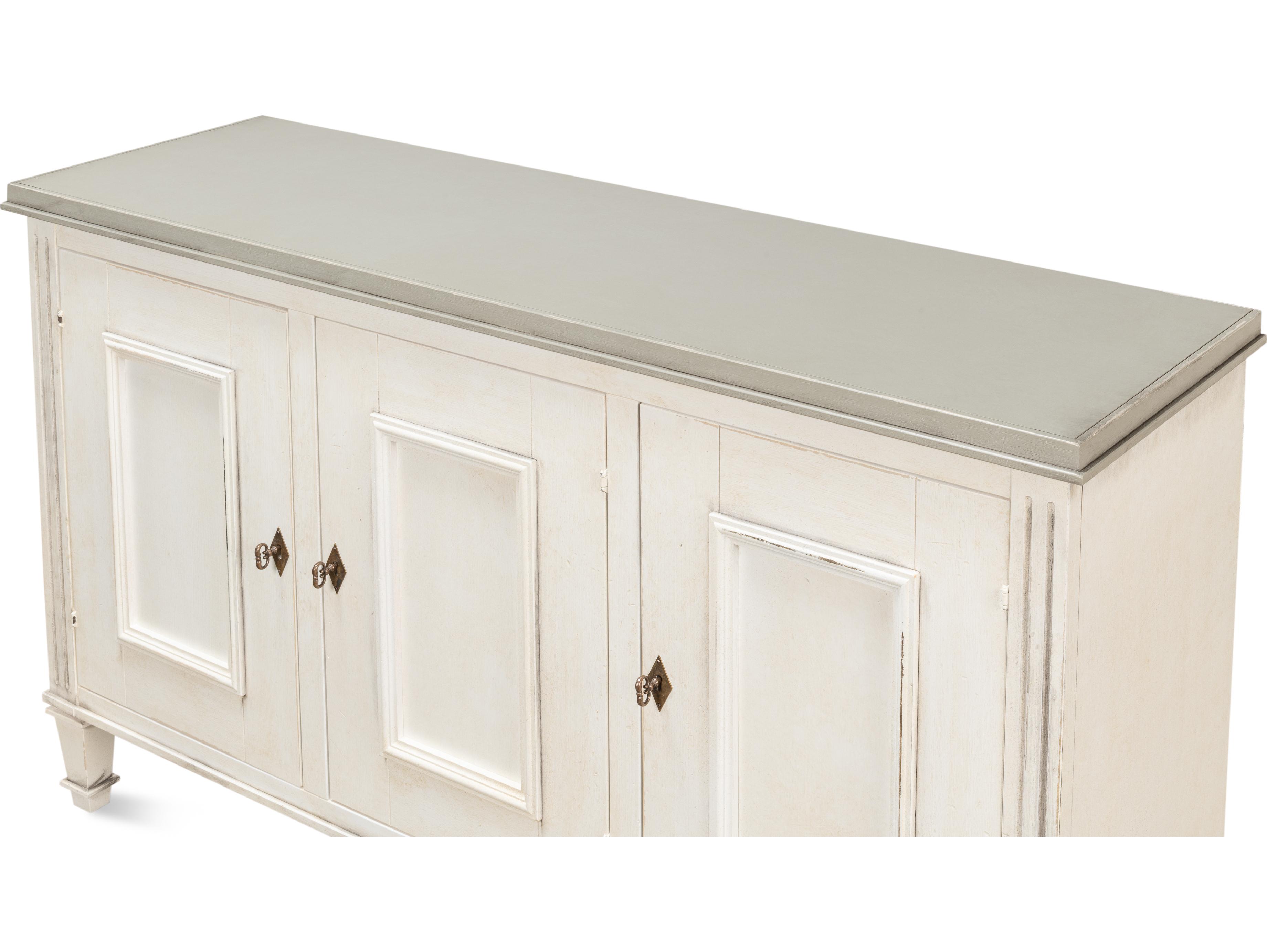 Sarreid Ltd Louis XVI Buffet White White Grey Quartz