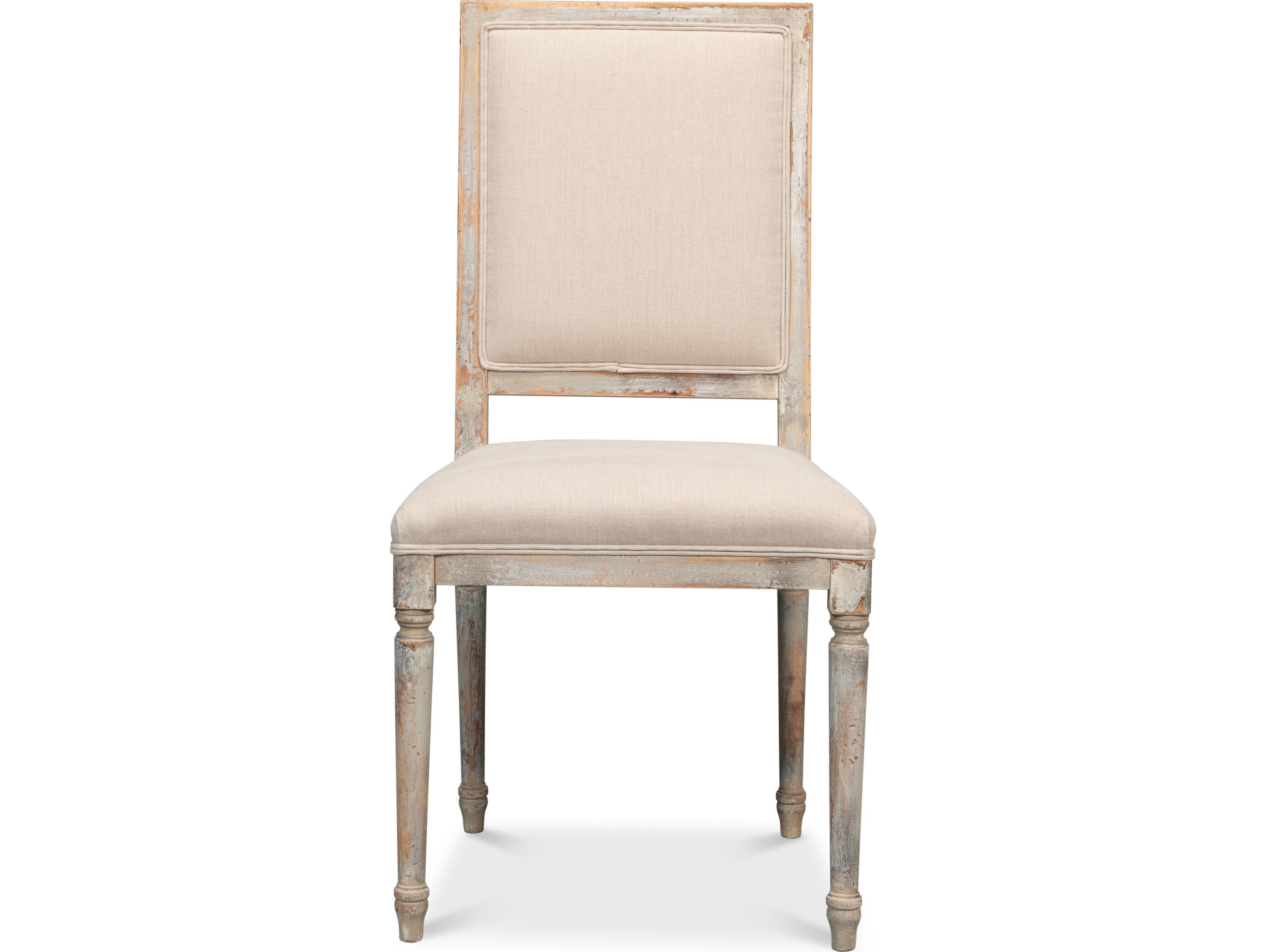 Sarreid Ltd Square Back Side Chair Grey Oak Flax