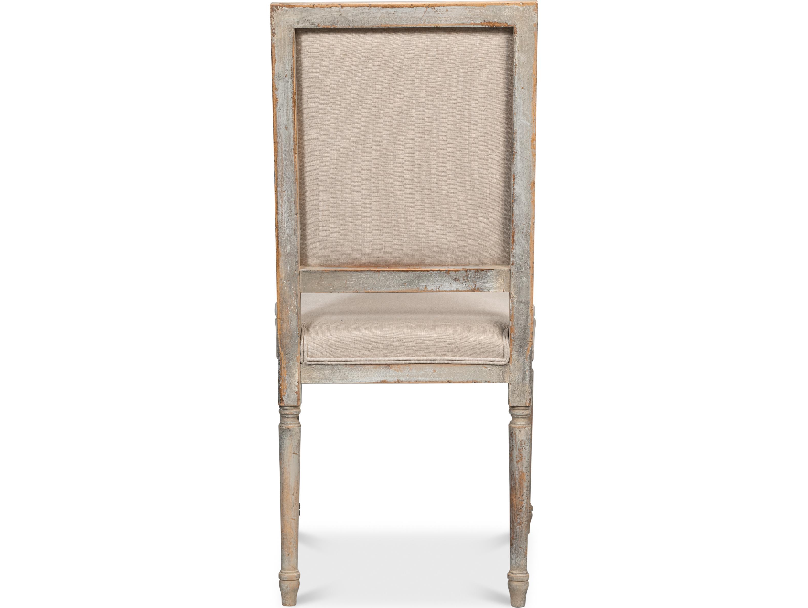 Sarreid Ltd Square Back Side Chair Grey Oak Flax