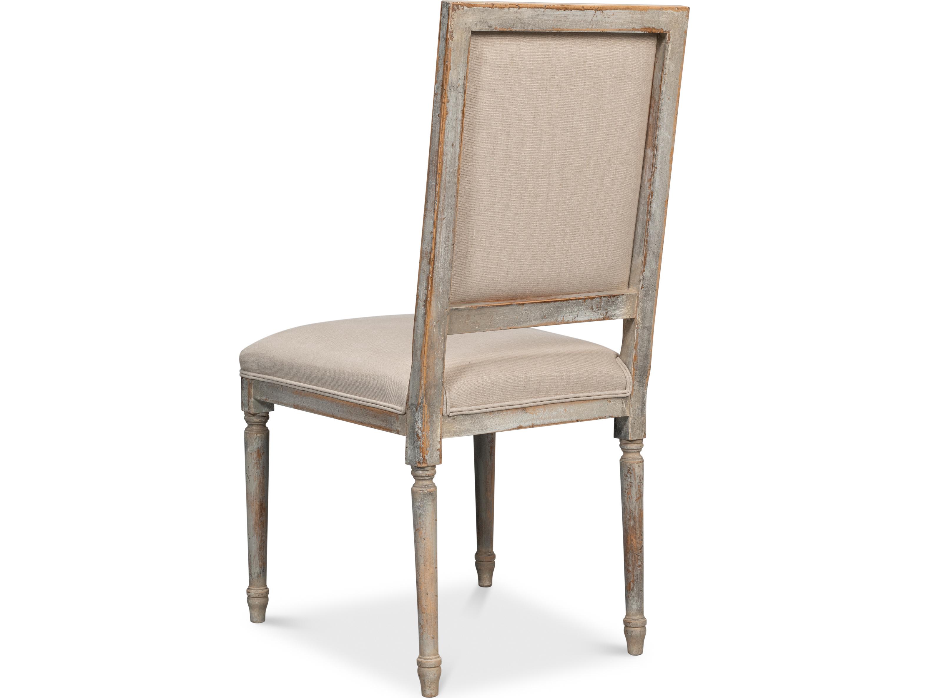 Sarreid Ltd Square Back Side Chair Grey Oak Flax