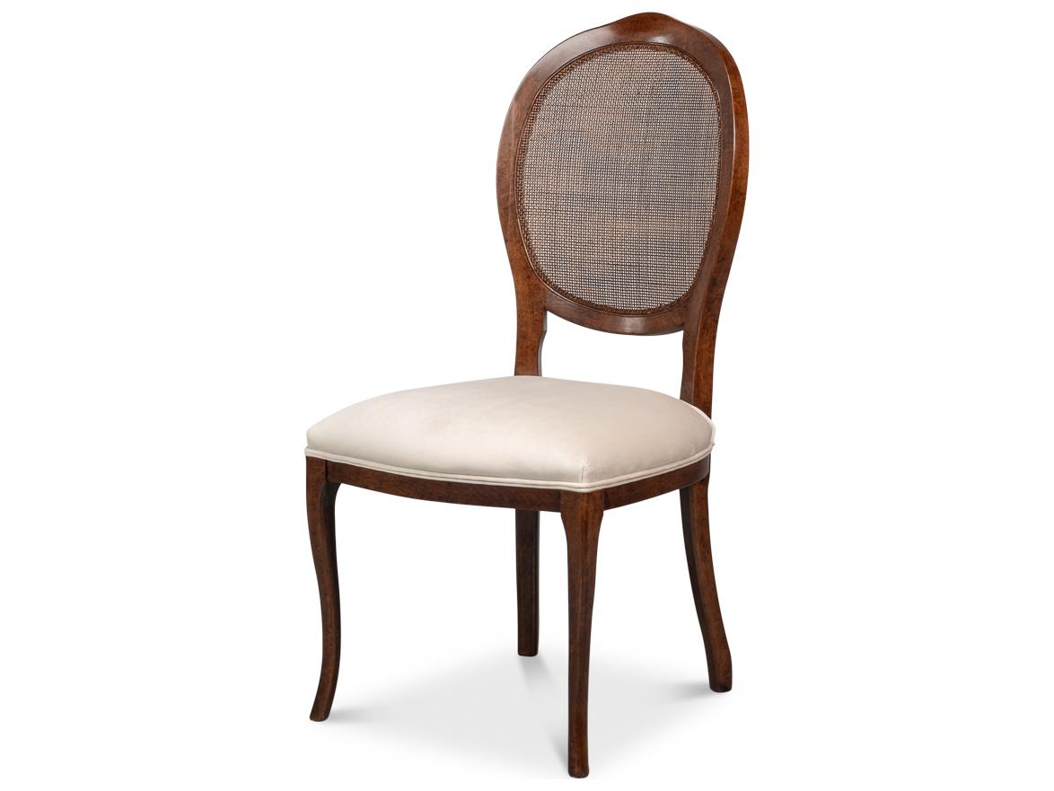 Sarreid Ltd Oval Beech Wood Brown Upholstered Armless Dining Chair