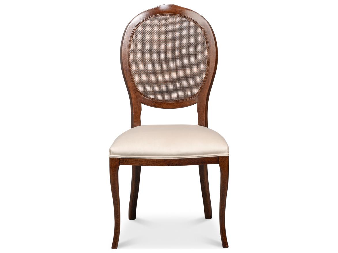 Sarreid Ltd Oval Beech Wood Brown Upholstered Armless Dining Chair