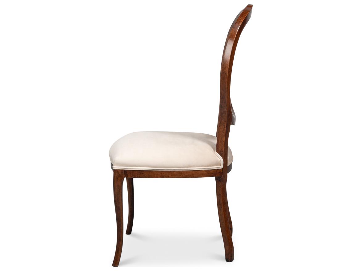 Sarreid Ltd Oval Beech Wood Brown Upholstered Armless Dining Chair