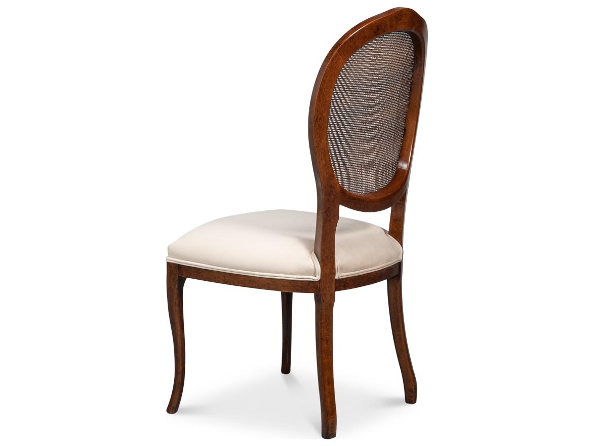 Sarreid Ltd Oval Beech Wood Brown Upholstered Armless Dining Chair