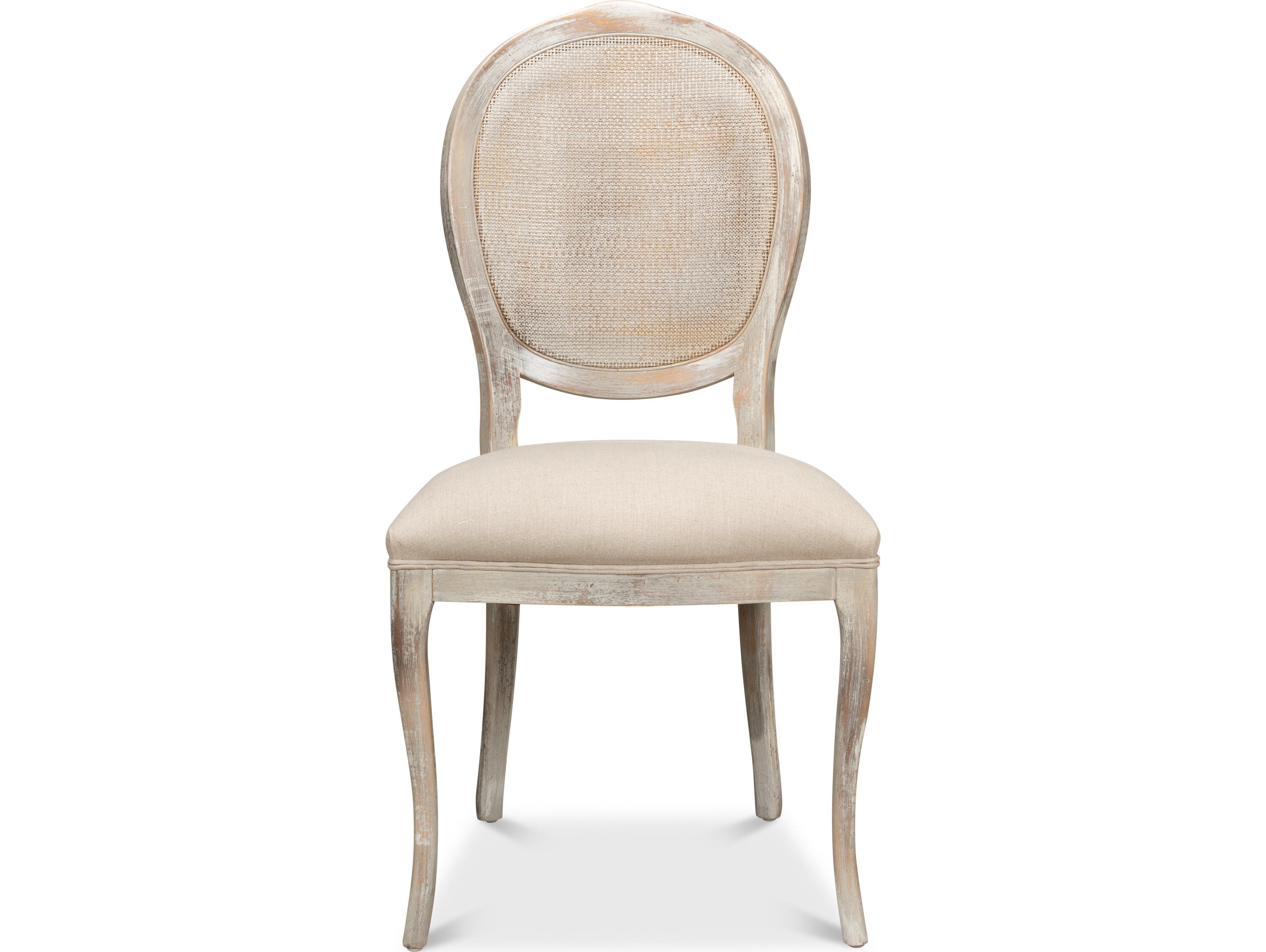 Sarreid Ltd Oval Cane Back Chair Grey Oak Flax