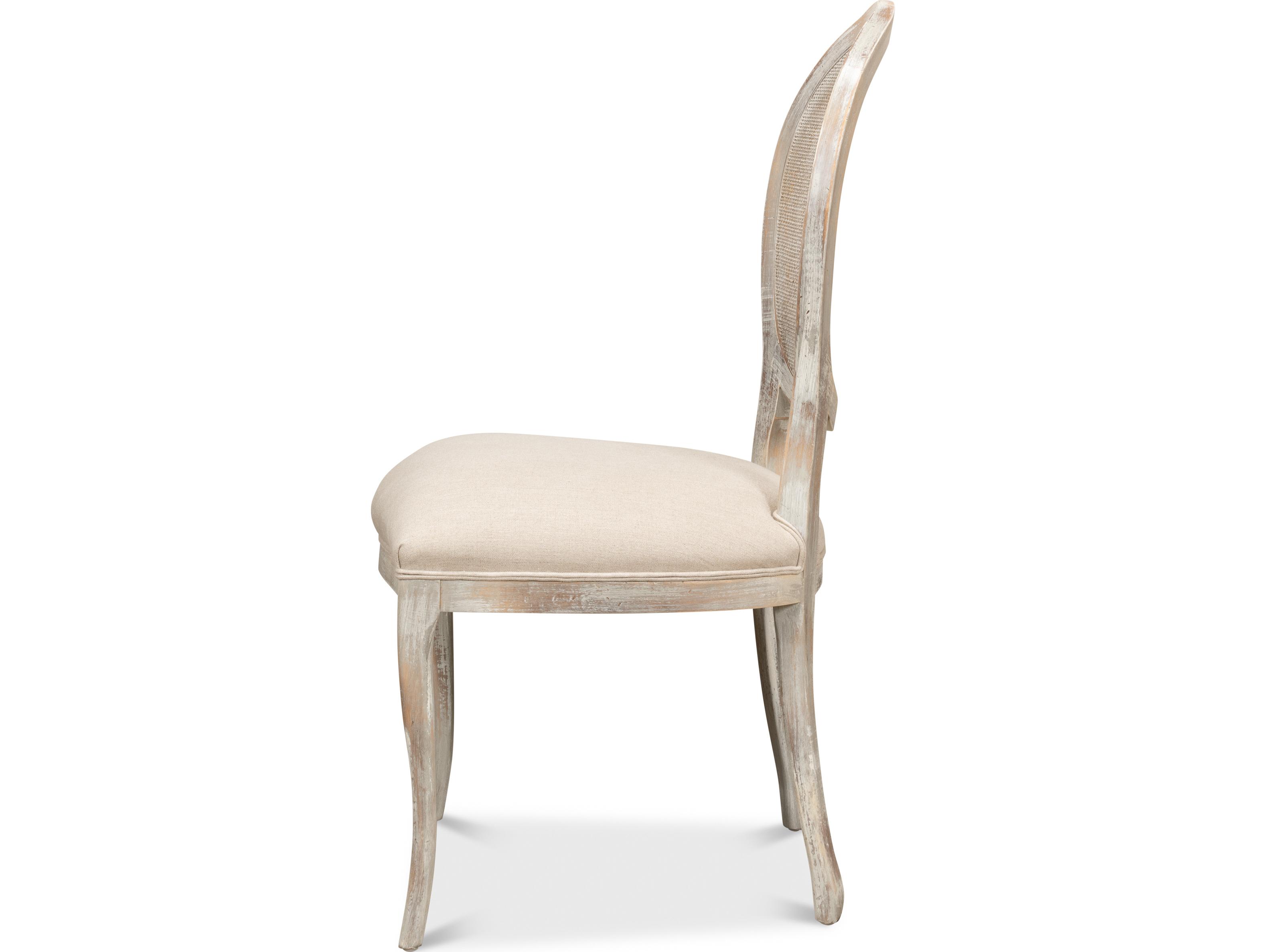Sarreid Ltd Oval Cane Back Chair Grey Oak Flax