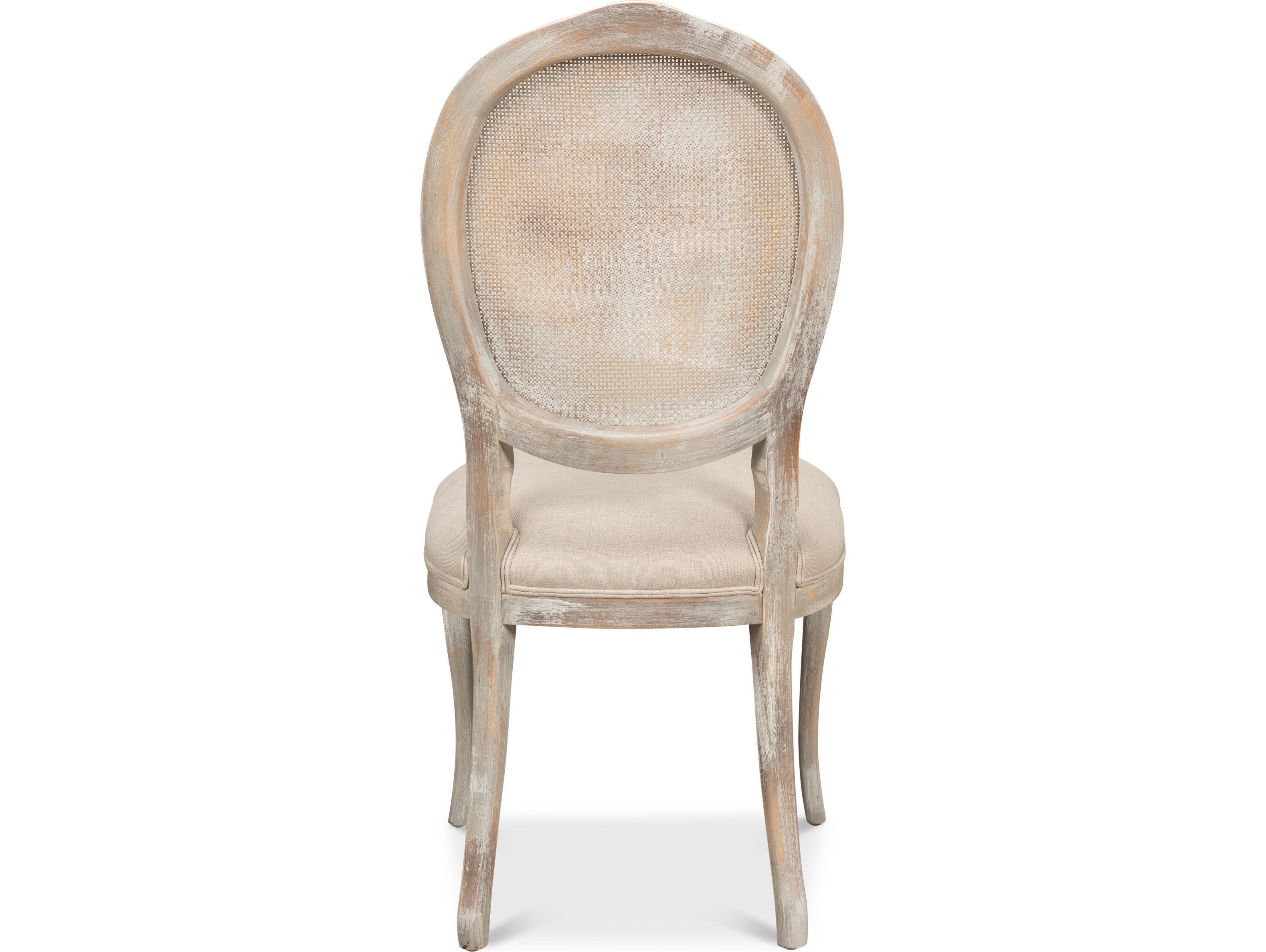 Sarreid Ltd Oval Cane Back Chair Grey Oak Flax