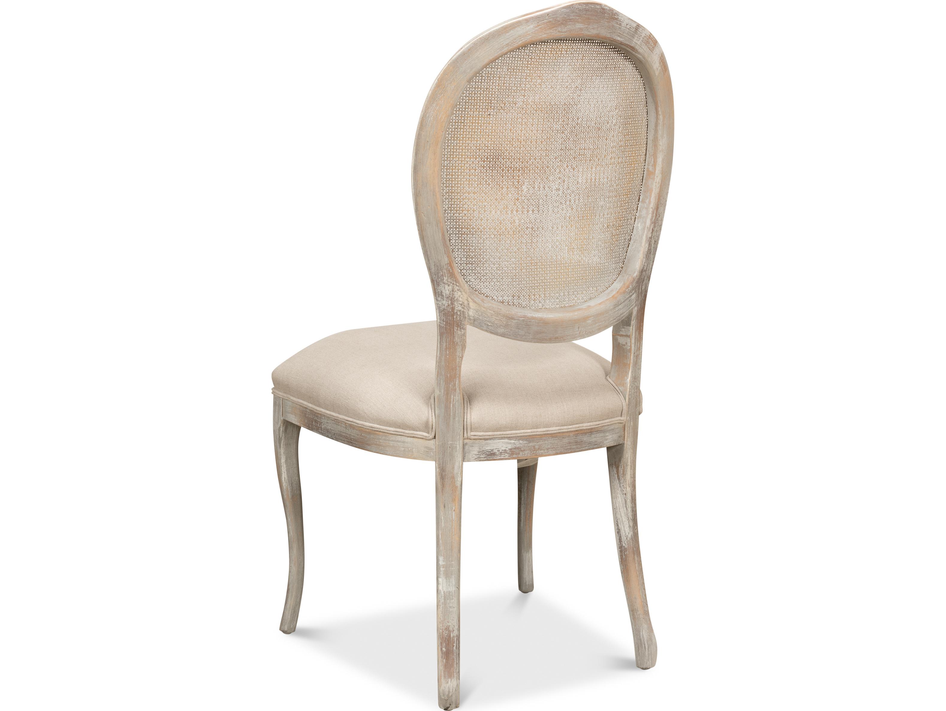 Sarreid Ltd Oval Cane Back Chair Grey Oak Flax