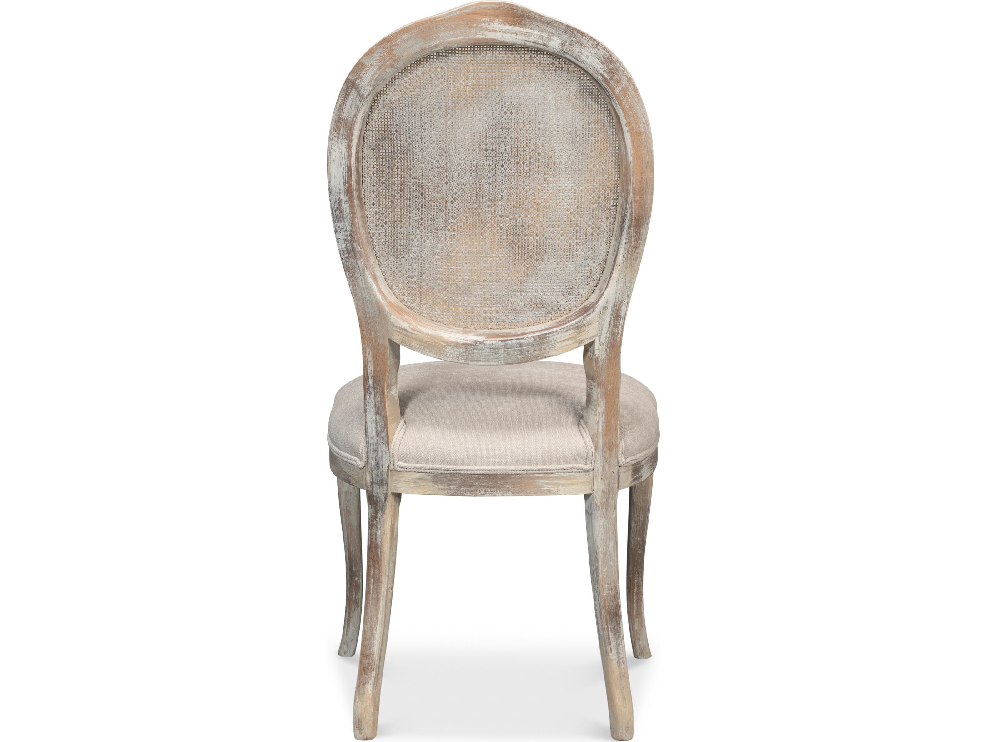Sarreid Ltd Oval Cane Back Chair Grey Oak Taupe