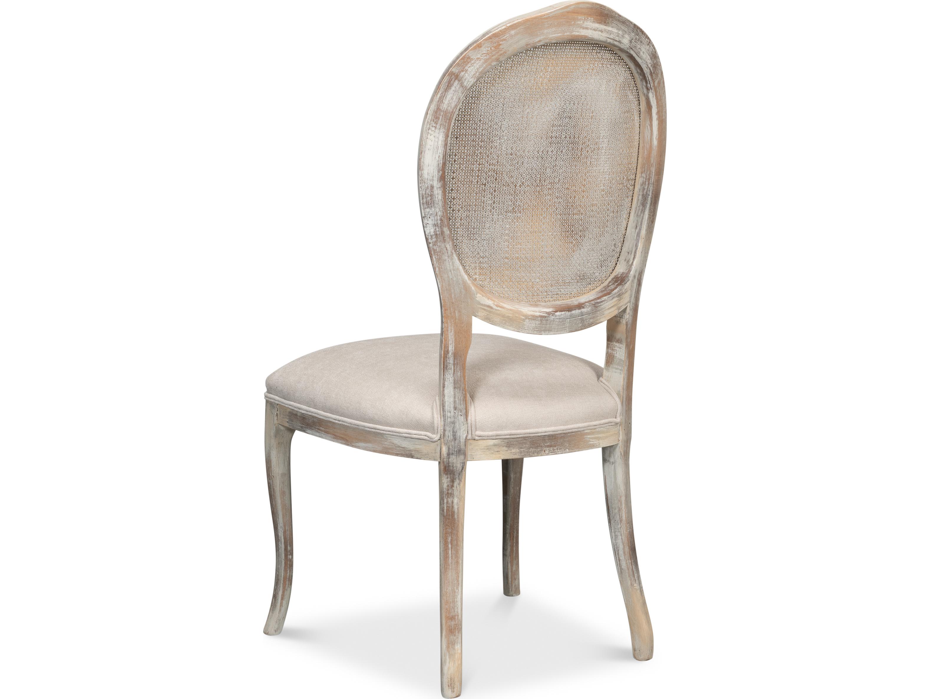 Sarreid Ltd Oval Cane Back Chair Grey Oak Taupe