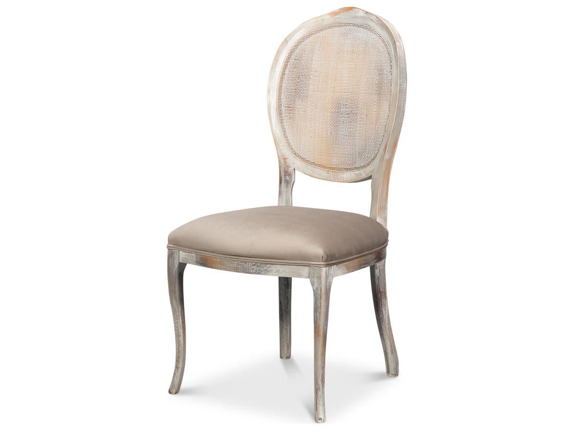 Sarreid Ltd Oval Beech Wood Gray Upholstered Armless Dining Chair