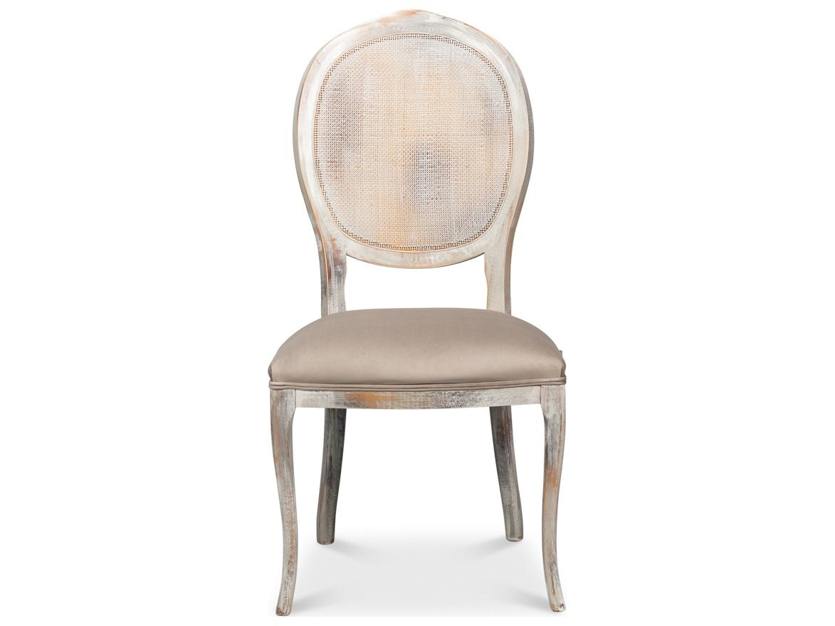 Sarreid Ltd Oval Beech Wood Gray Upholstered Armless Dining Chair