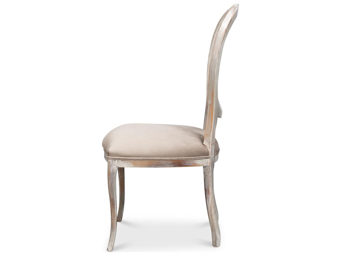 Sarreid Ltd Oval Beech Wood Gray Upholstered Armless Dining Chair