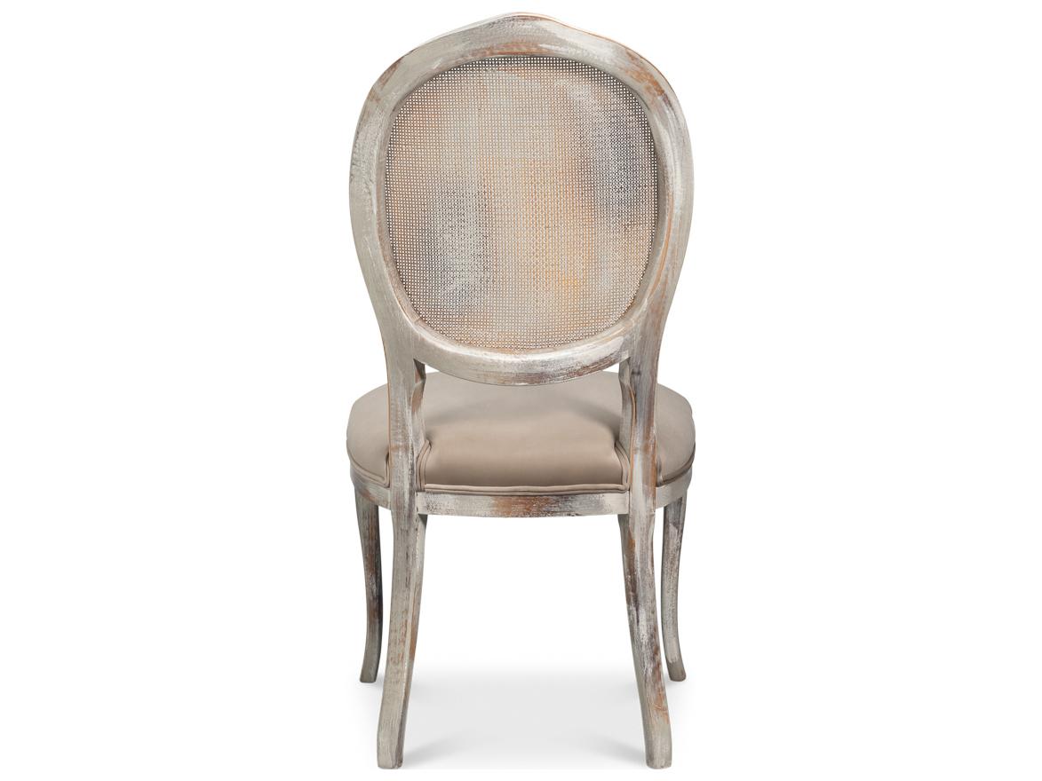 Sarreid Ltd Oval Beech Wood Gray Upholstered Armless Dining Chair