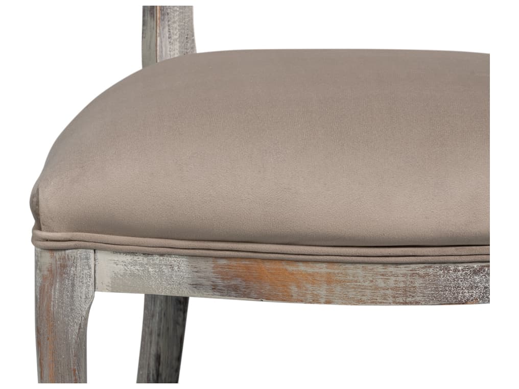 Sarreid Ltd Oval Beech Wood Gray Upholstered Armless Dining Chair