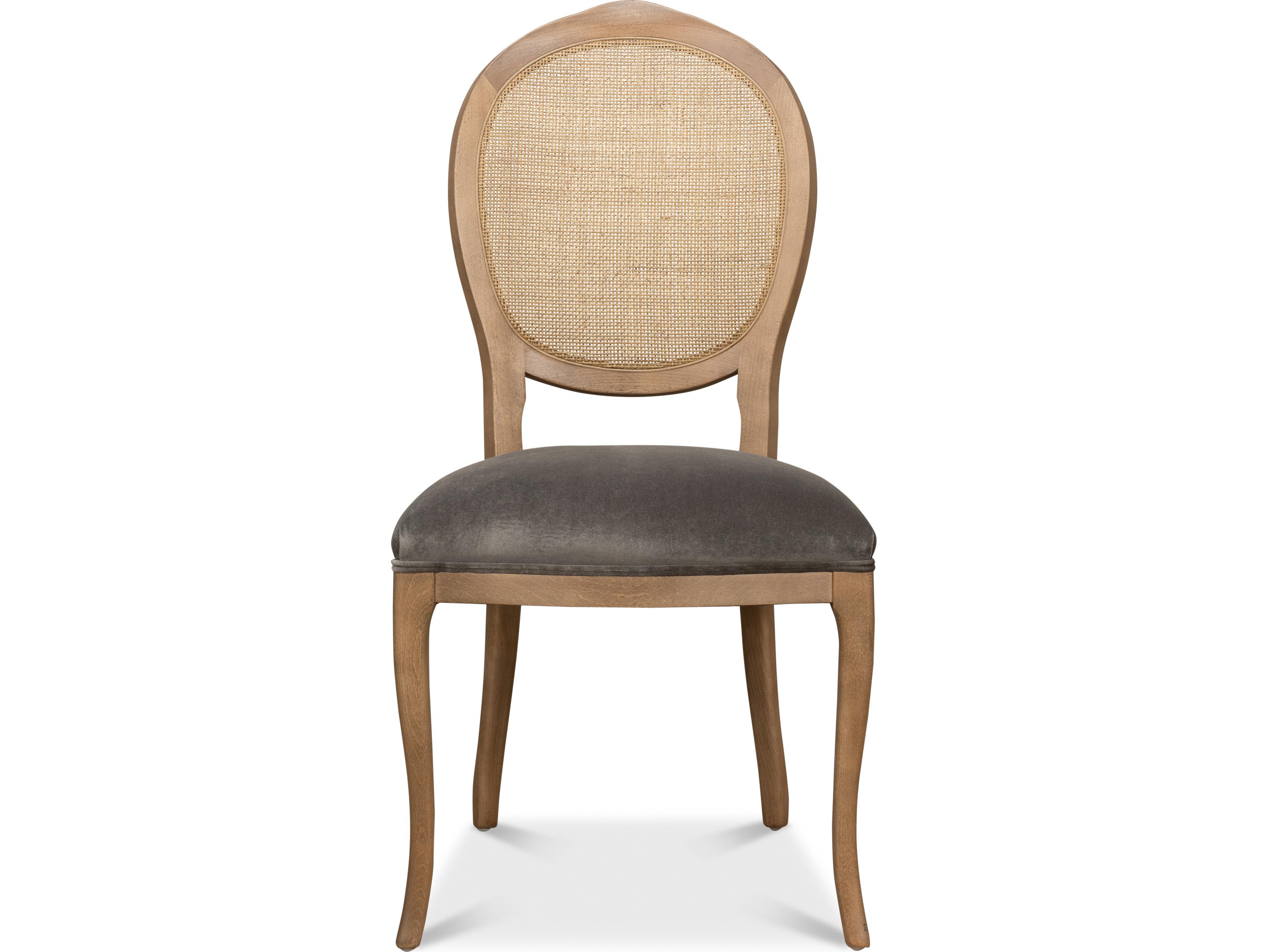 Sarreid Ltd Oval Cane Back Chair Driftwood Charcoal
