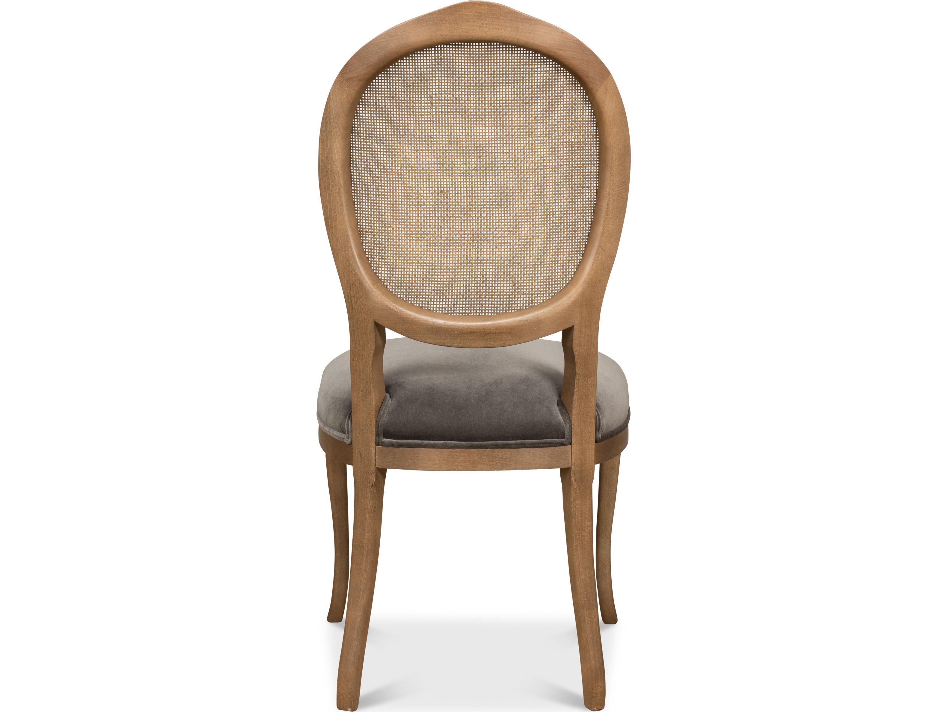 Sarreid Ltd Oval Cane Back Chair Driftwood Charcoal