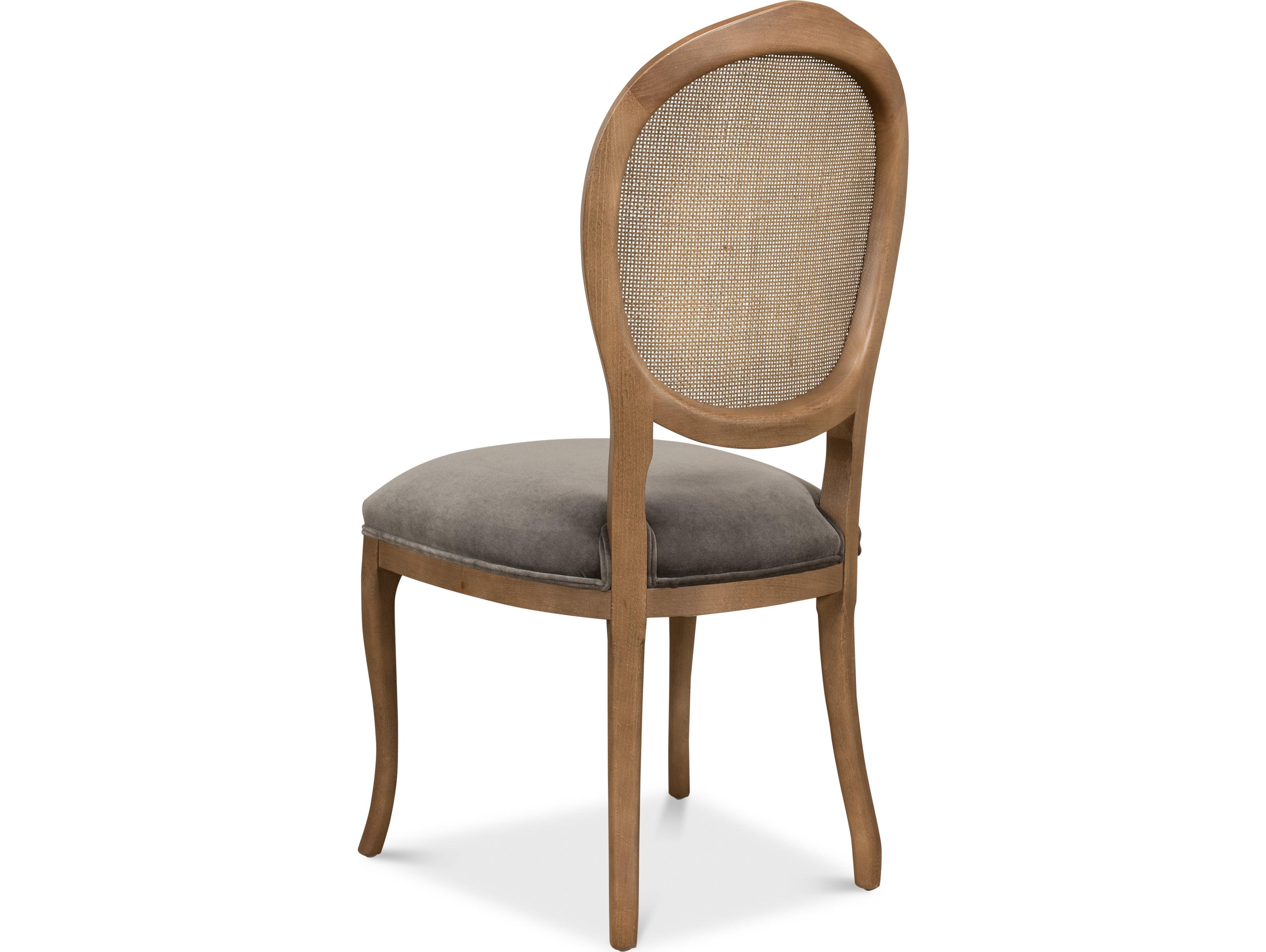 Sarreid Ltd Oval Cane Back Chair Driftwood Charcoal