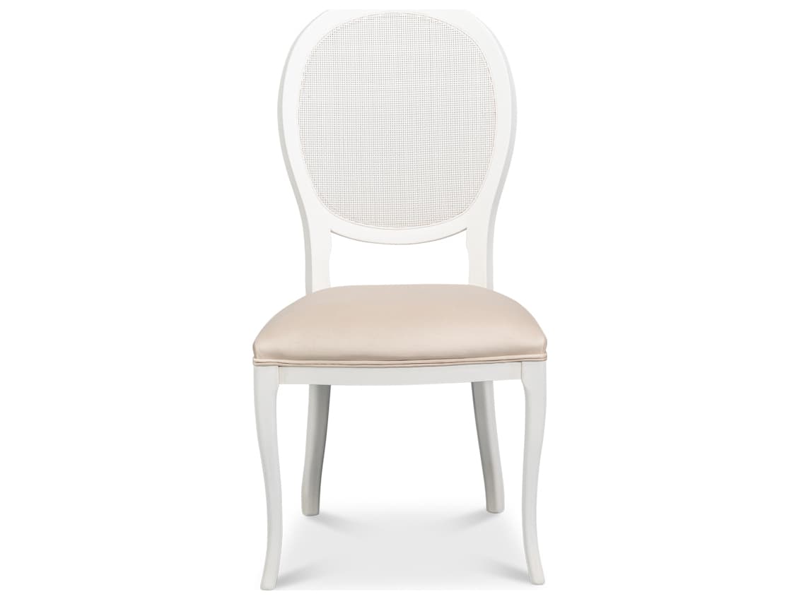 Sarreid Ltd Oval Beech Wood White Upholstered Armless Dining Chair