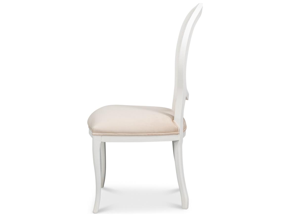 Sarreid Ltd Oval Beech Wood White Upholstered Armless Dining Chair