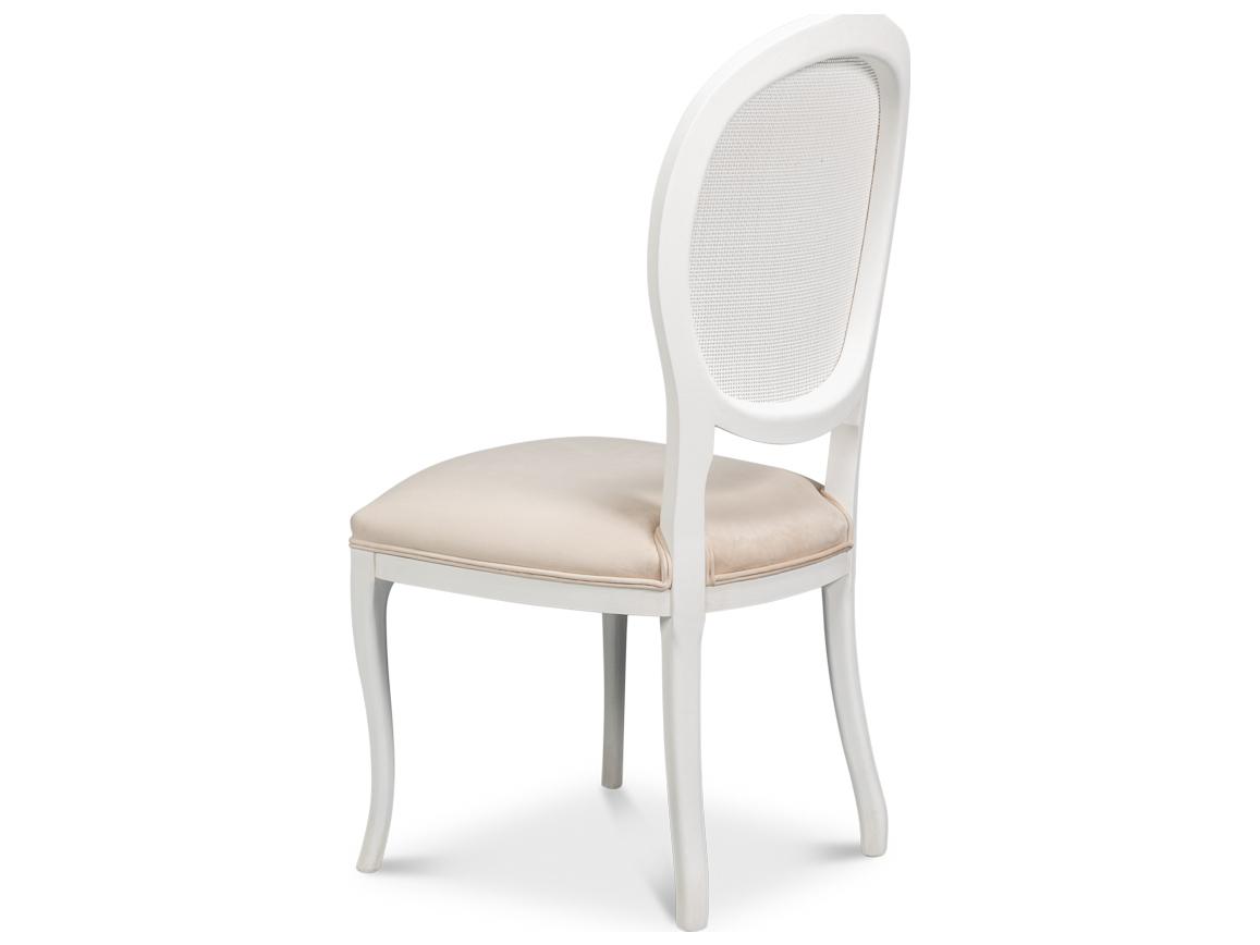 Sarreid Ltd Oval Beech Wood White Upholstered Armless Dining Chair