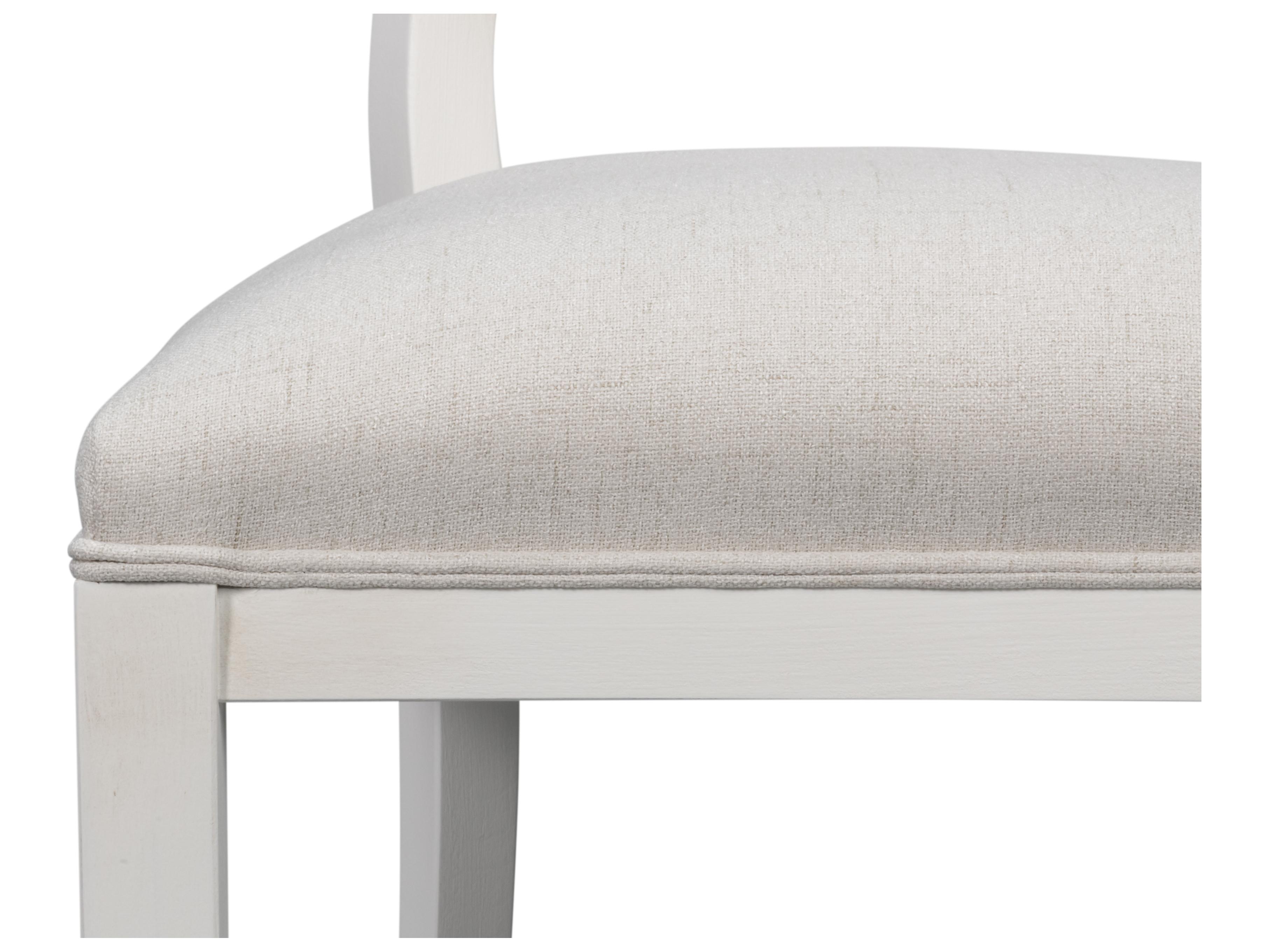 Sarreid Ltd Goccia Beech Wood White Upholstered Armless Dining Chair