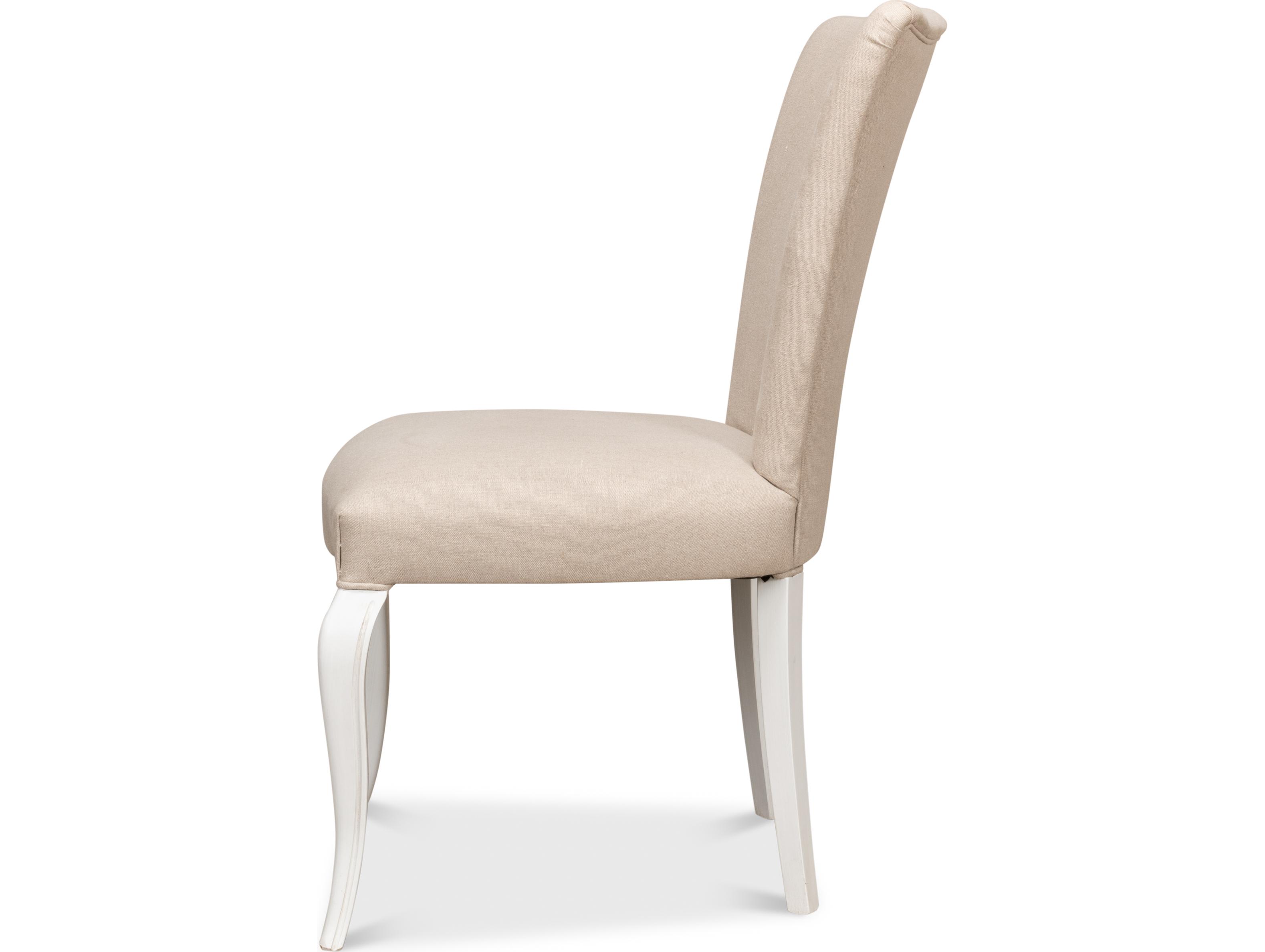 Sarreid Ltd Side Chair Cortina White with Linen Flax