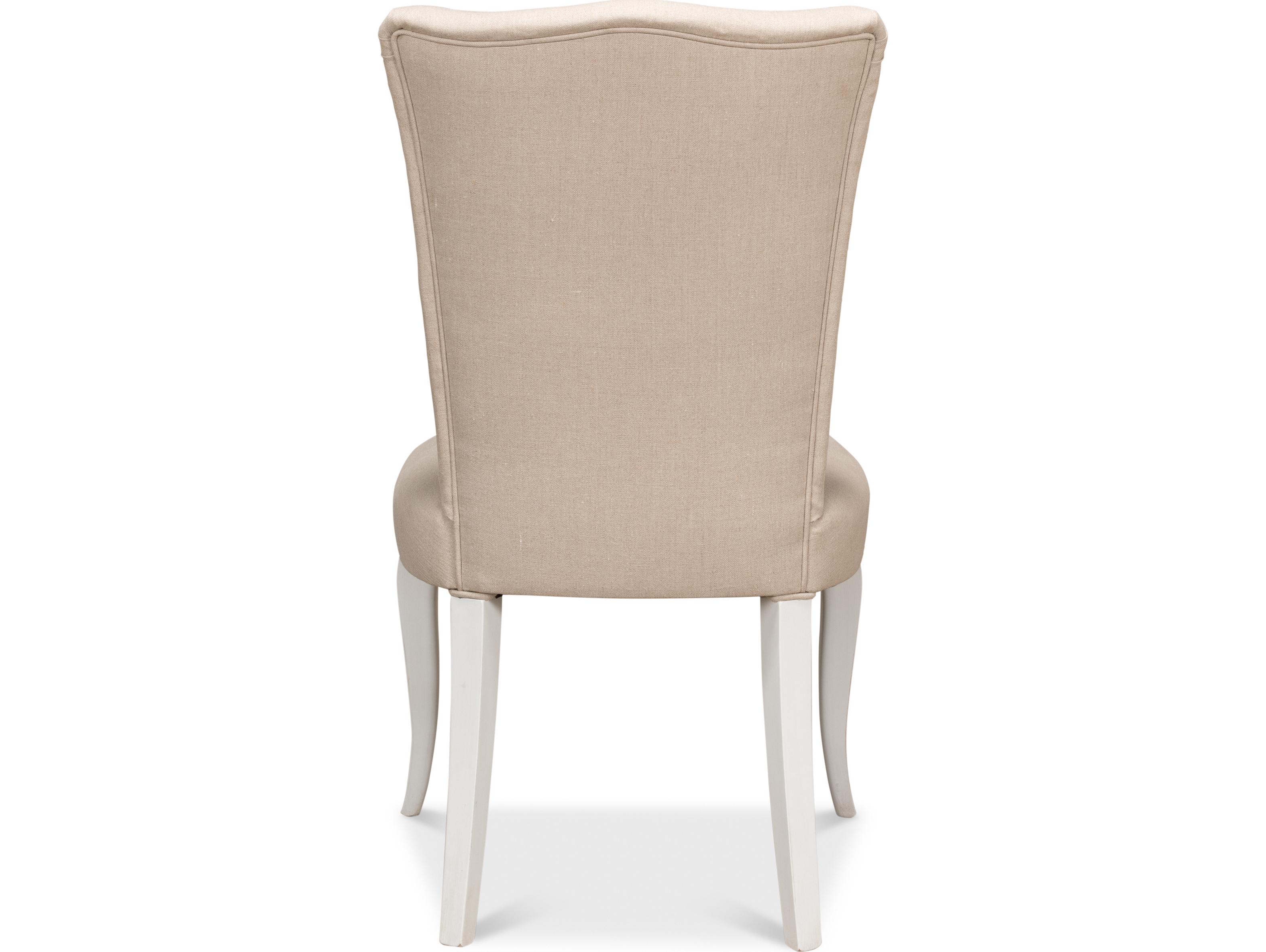 Sarreid Ltd Side Chair Cortina White with Linen Flax