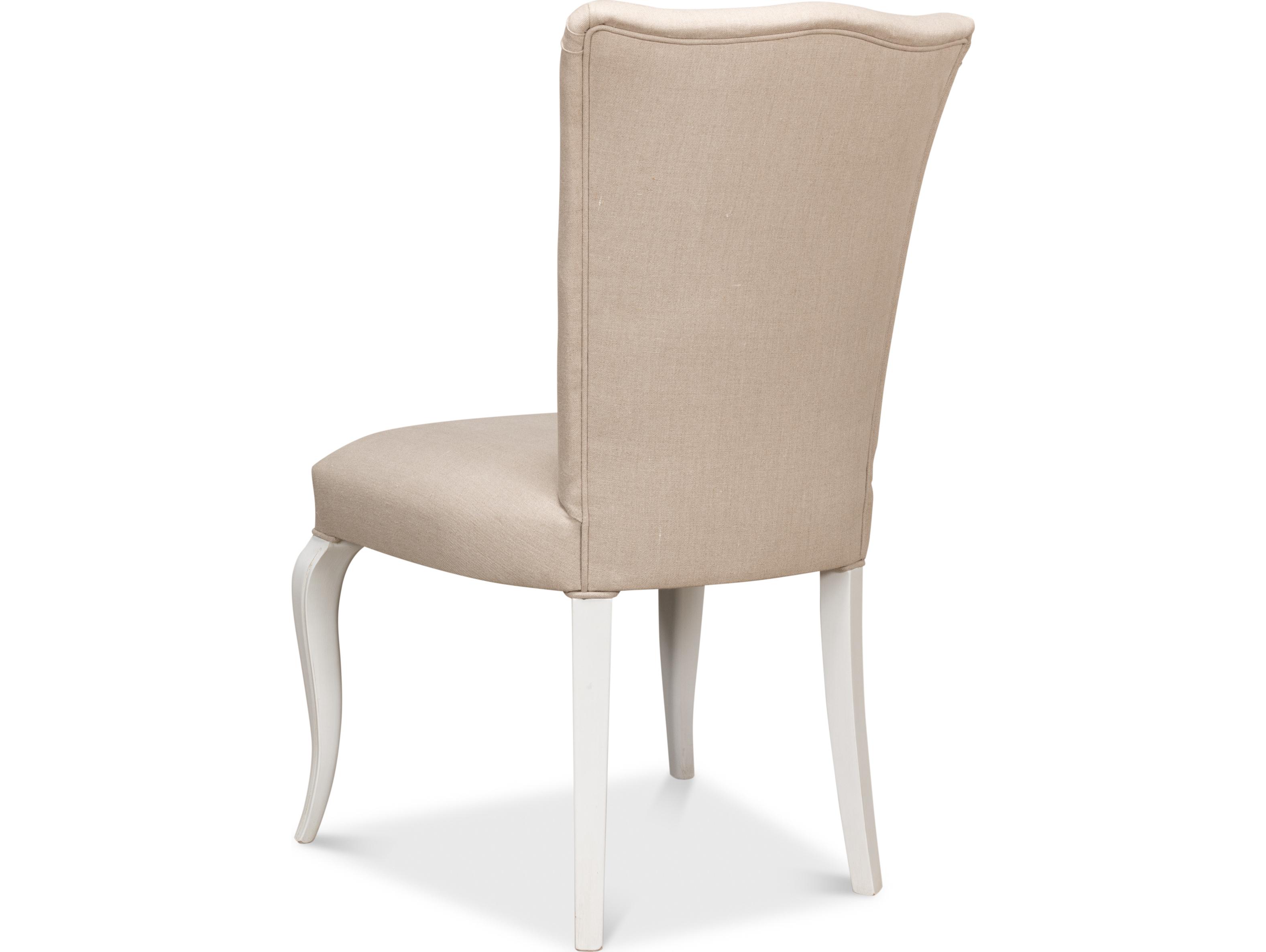 Sarreid Ltd Side Chair Cortina White with Linen Flax