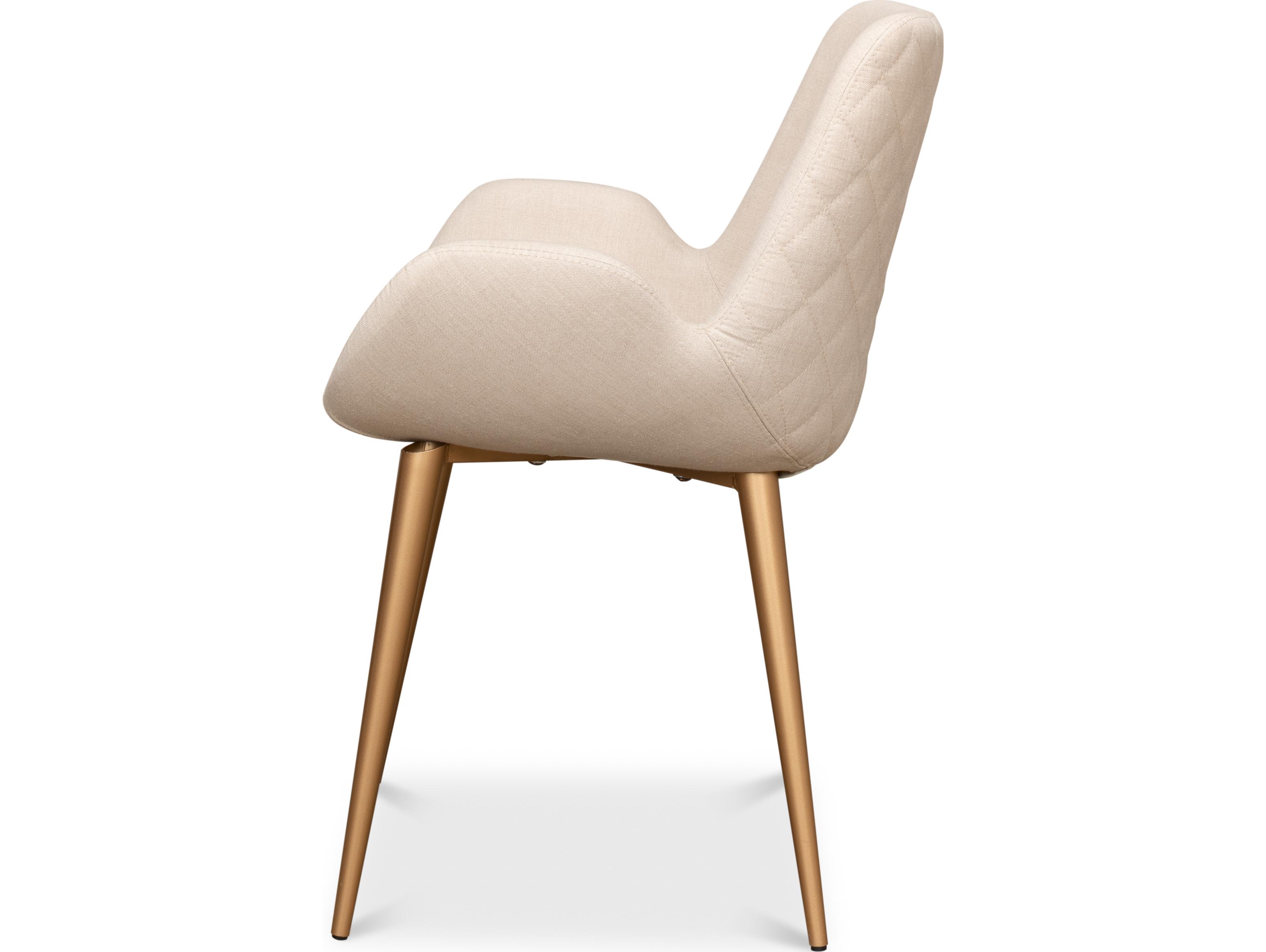 Sarreid Ltd Thao Chair Gold Legs Flax Linen