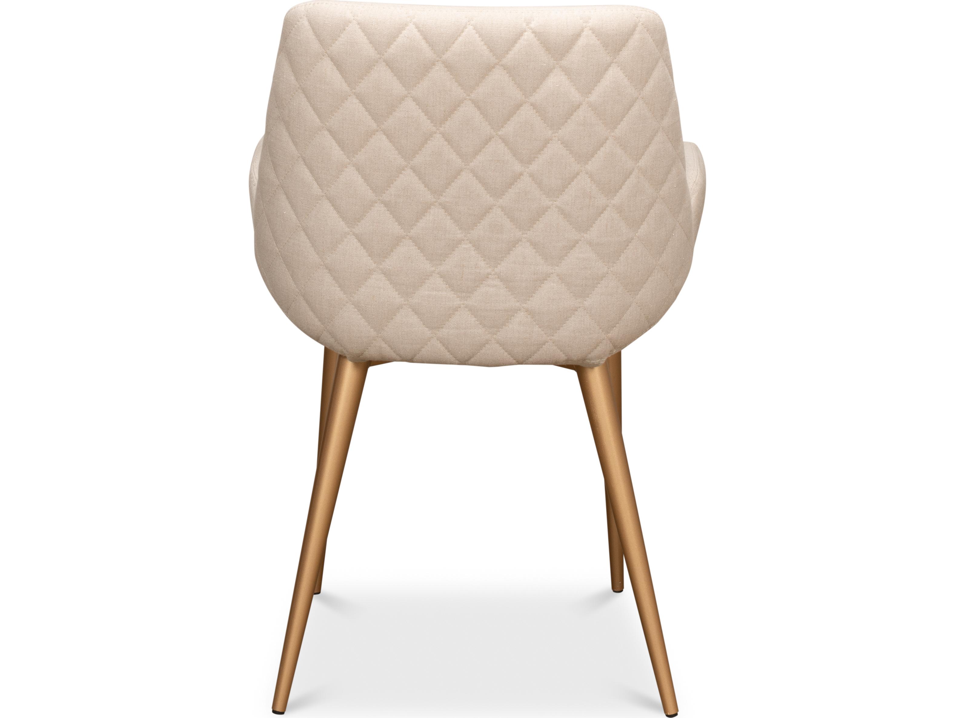 Sarreid Ltd Thao Chair Gold Legs Flax Linen