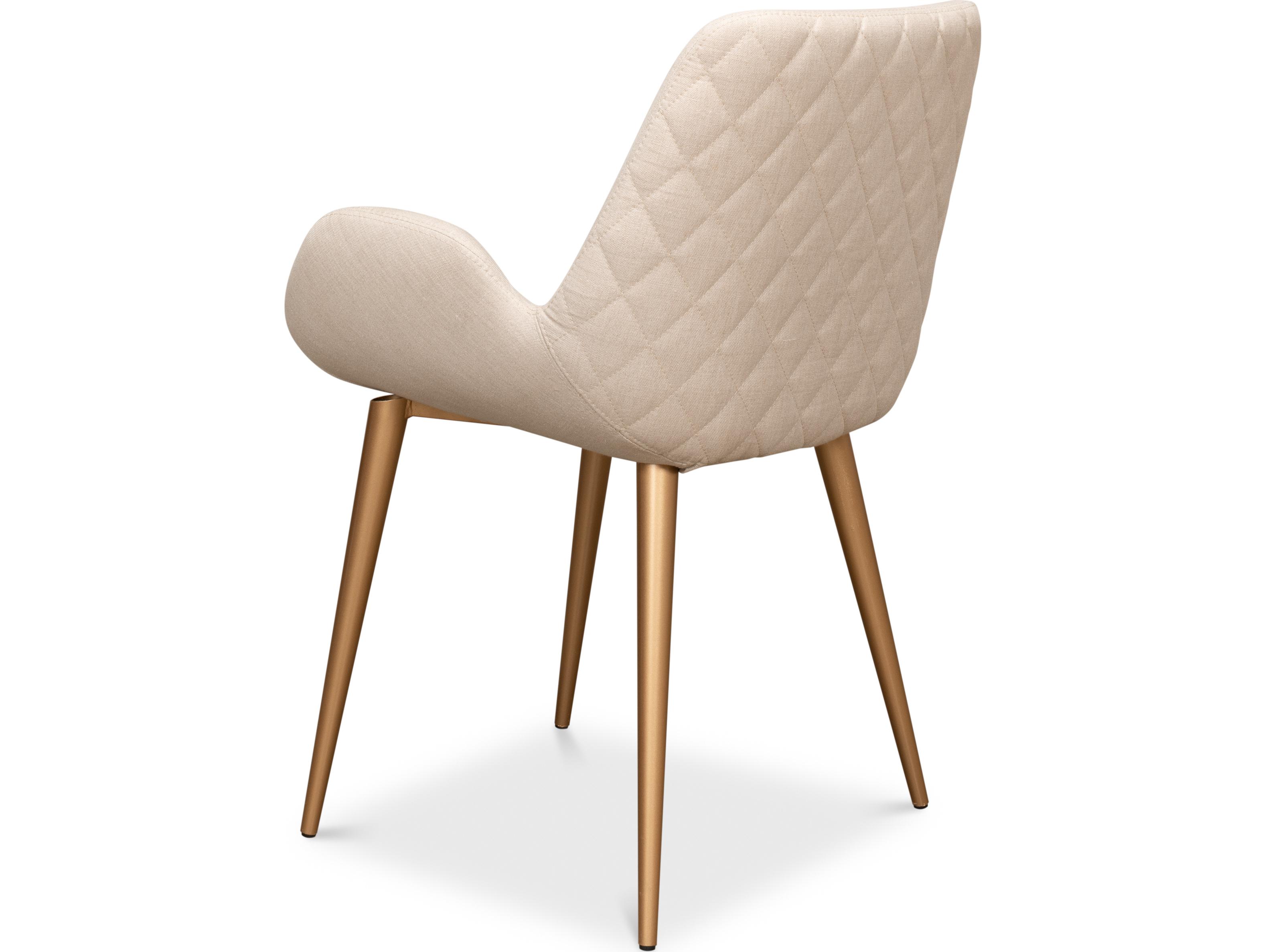 Sarreid Ltd Thao Chair Gold Legs Flax Linen