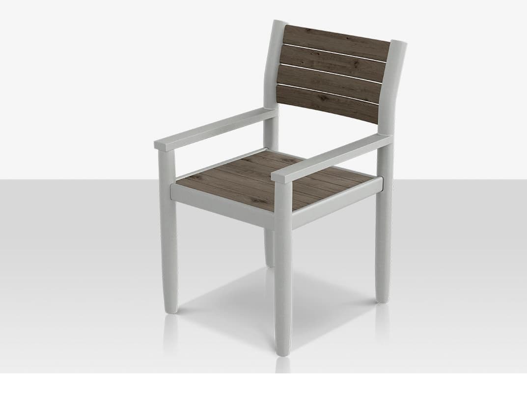 Decoscape Danish Aluminum Composite Slatted Dining Arm Chair